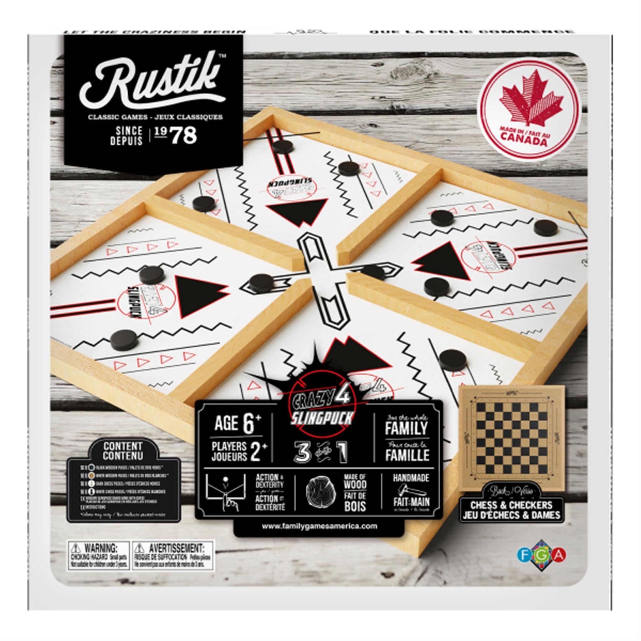 061404001062 RUSTIK 3in1 Crazy 4 Slingpuck Ches Checker Rustik - Calendar  Club