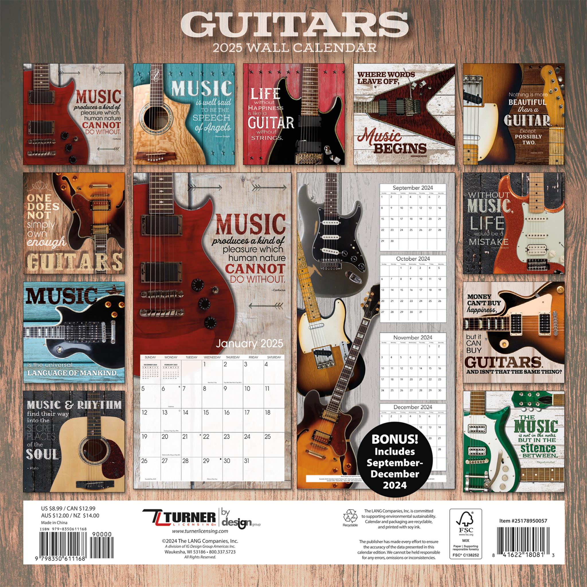 Guitars Mini 2025 Calendar