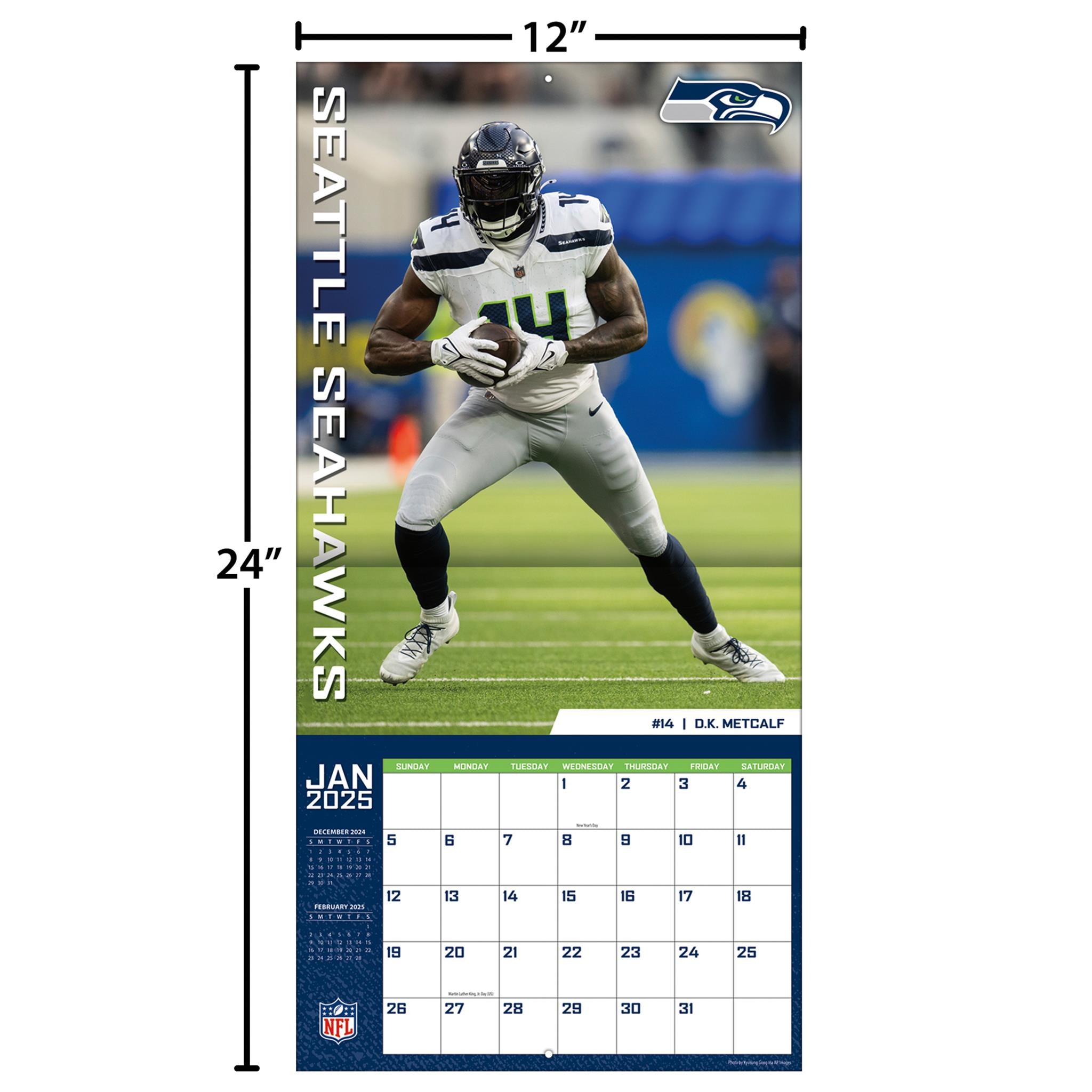 NFL Seattle Seahawks Wall 2025 Calendar