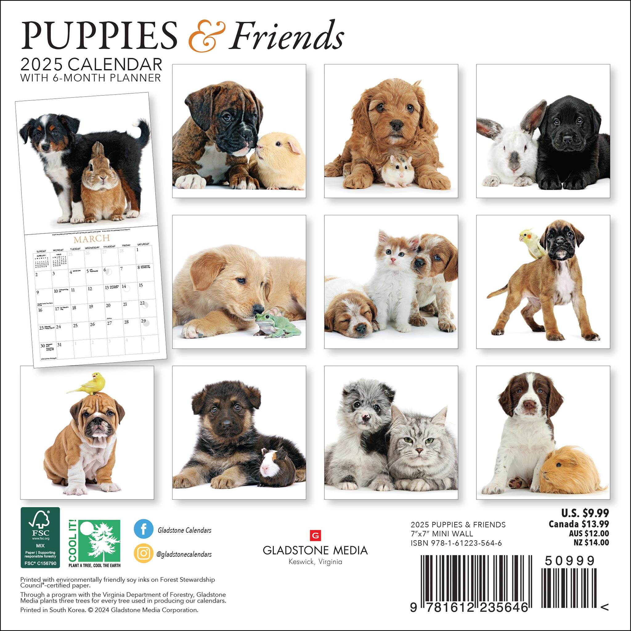 Puppies And Friends Mini 2025 Calendar