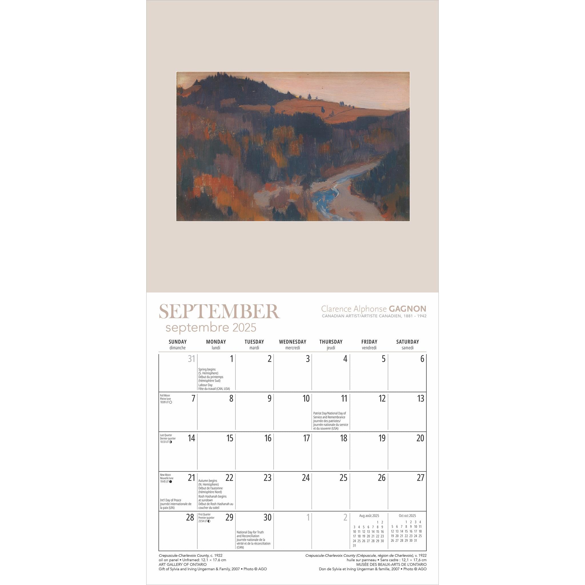 Clarence Gagnon Ago Multilingual Mini 2025 Calendar - Online Exclusive