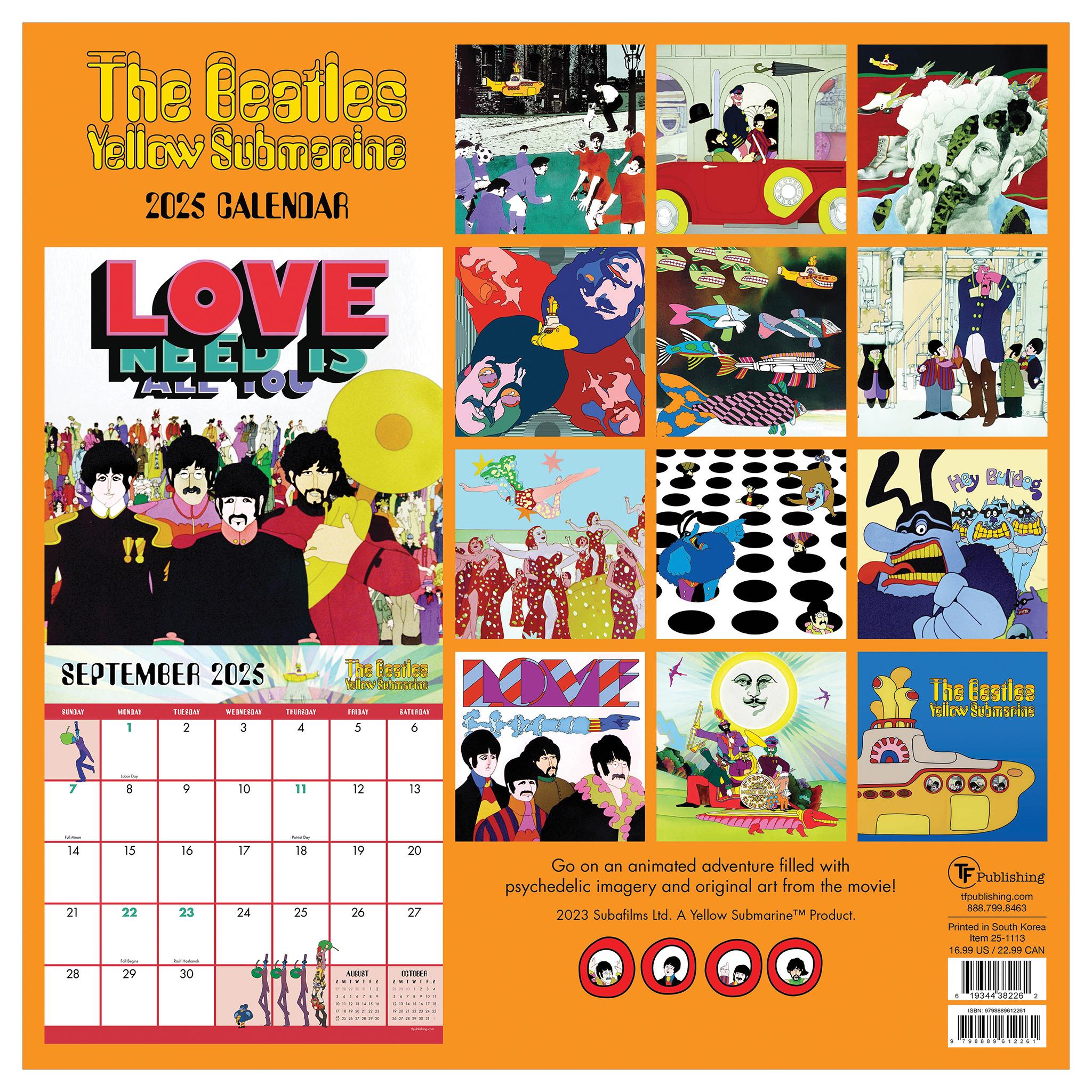 Beatles Yellow Submarine Wall 2025 Calendar - Online Exclusive