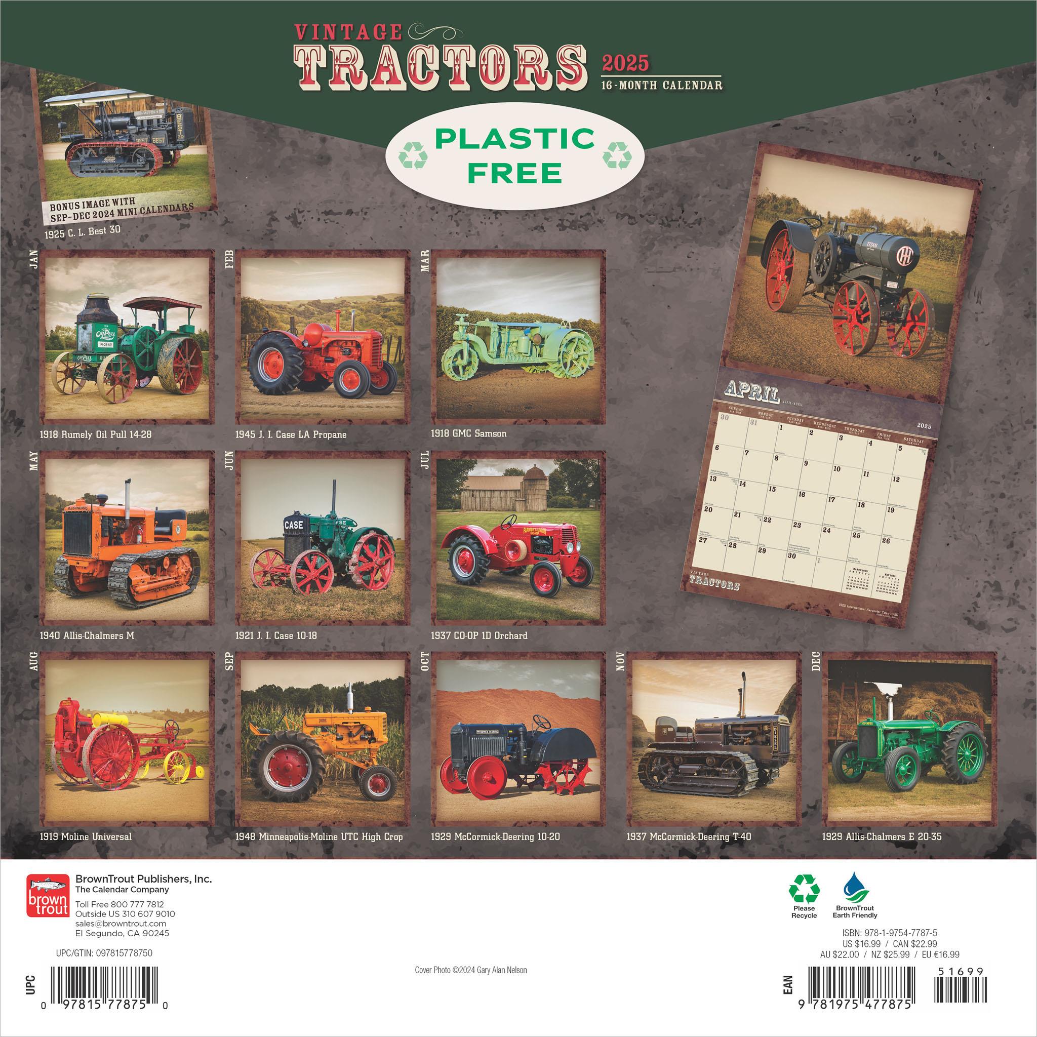 Vintage Tractors Wall 2025 Calendar - Online Exclusive