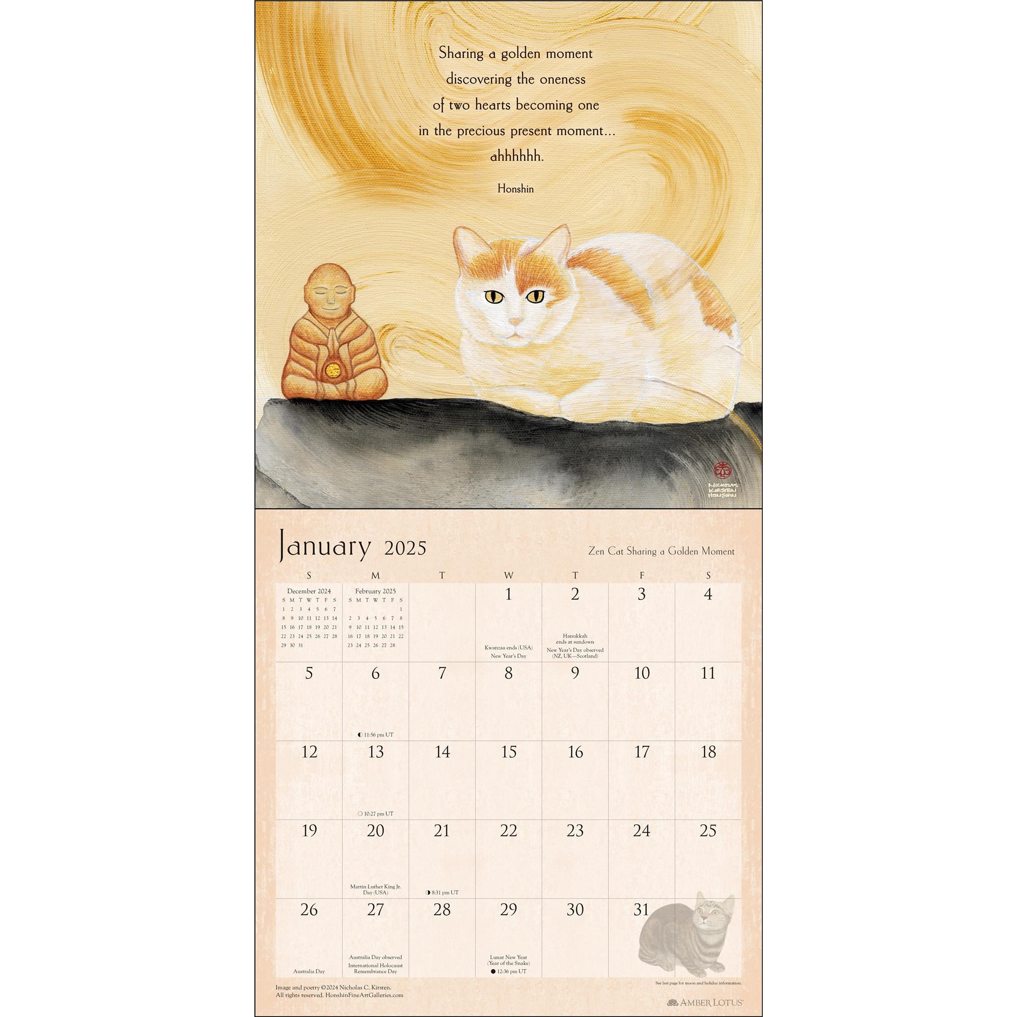 Zen Cat Wall 2025 Calendar - Online Exclusive