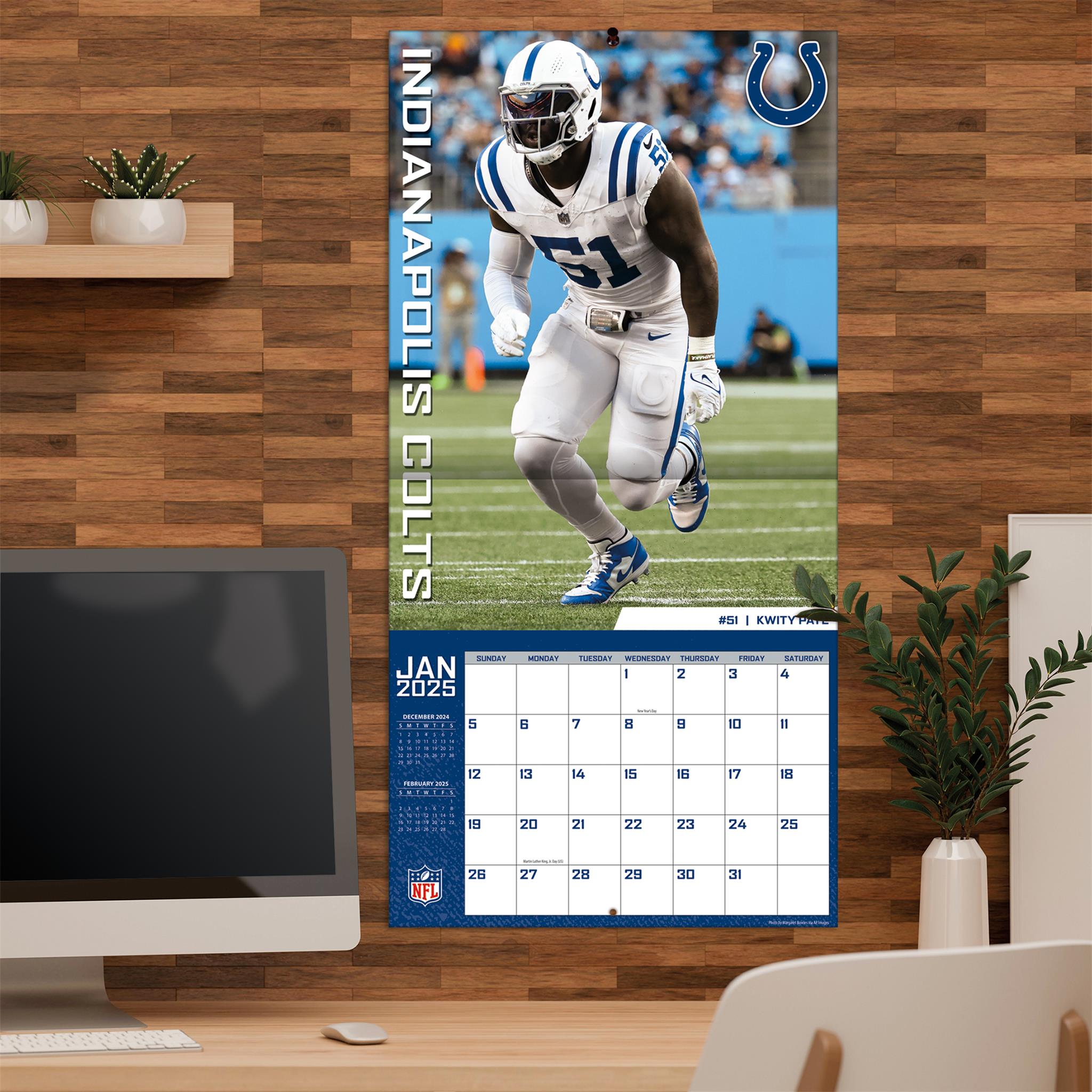 NFL Indianapolis Colts Wall 2025 Calendar - Online Exclusive