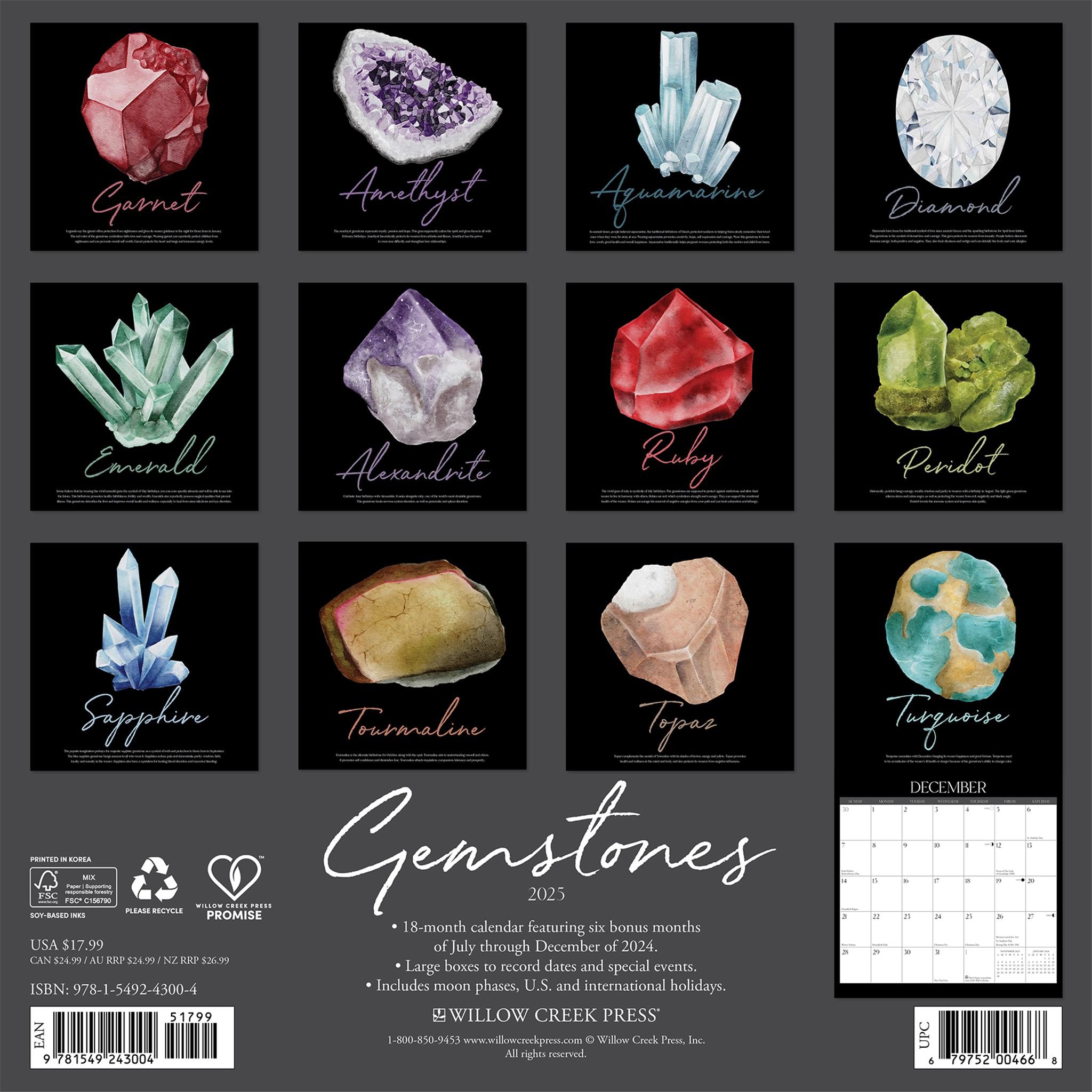 Gemstones Wall 2025 Calendar - Online Exclusive