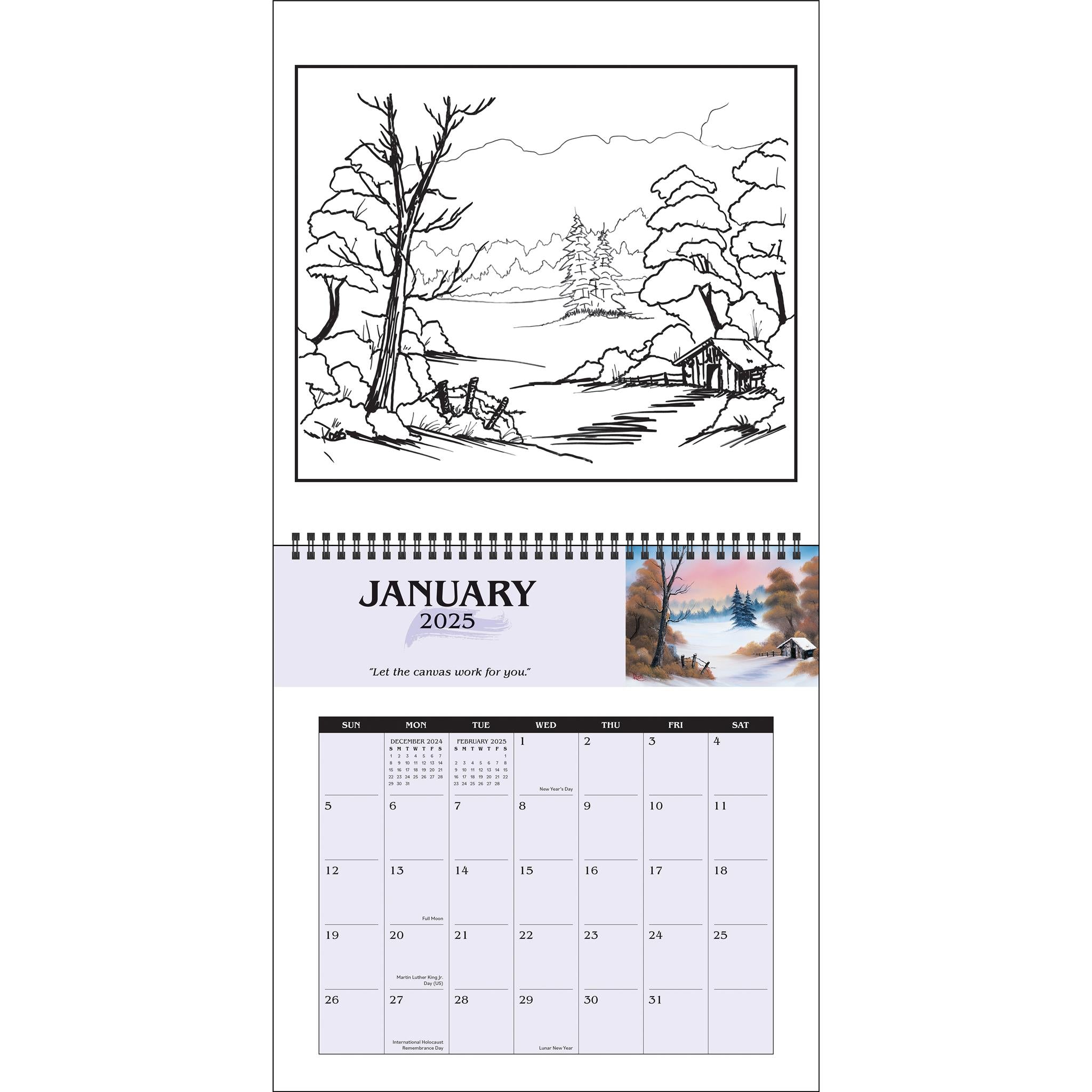 Bob Ross Coloring Wall 2025 Calendar - Online Exclusive