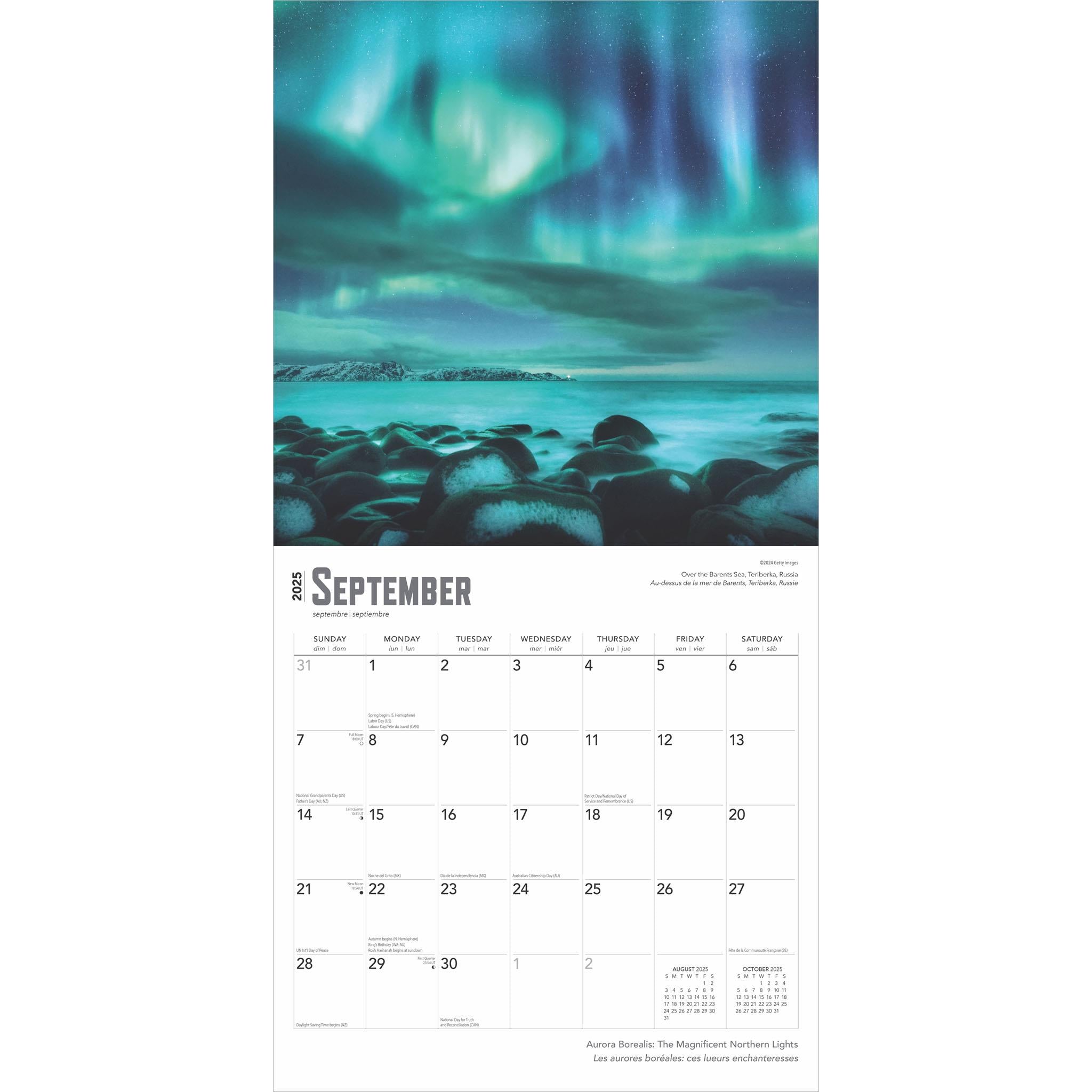 Aurora Borealis Bilingual Wall 2025 Calendar - Online Exclusive