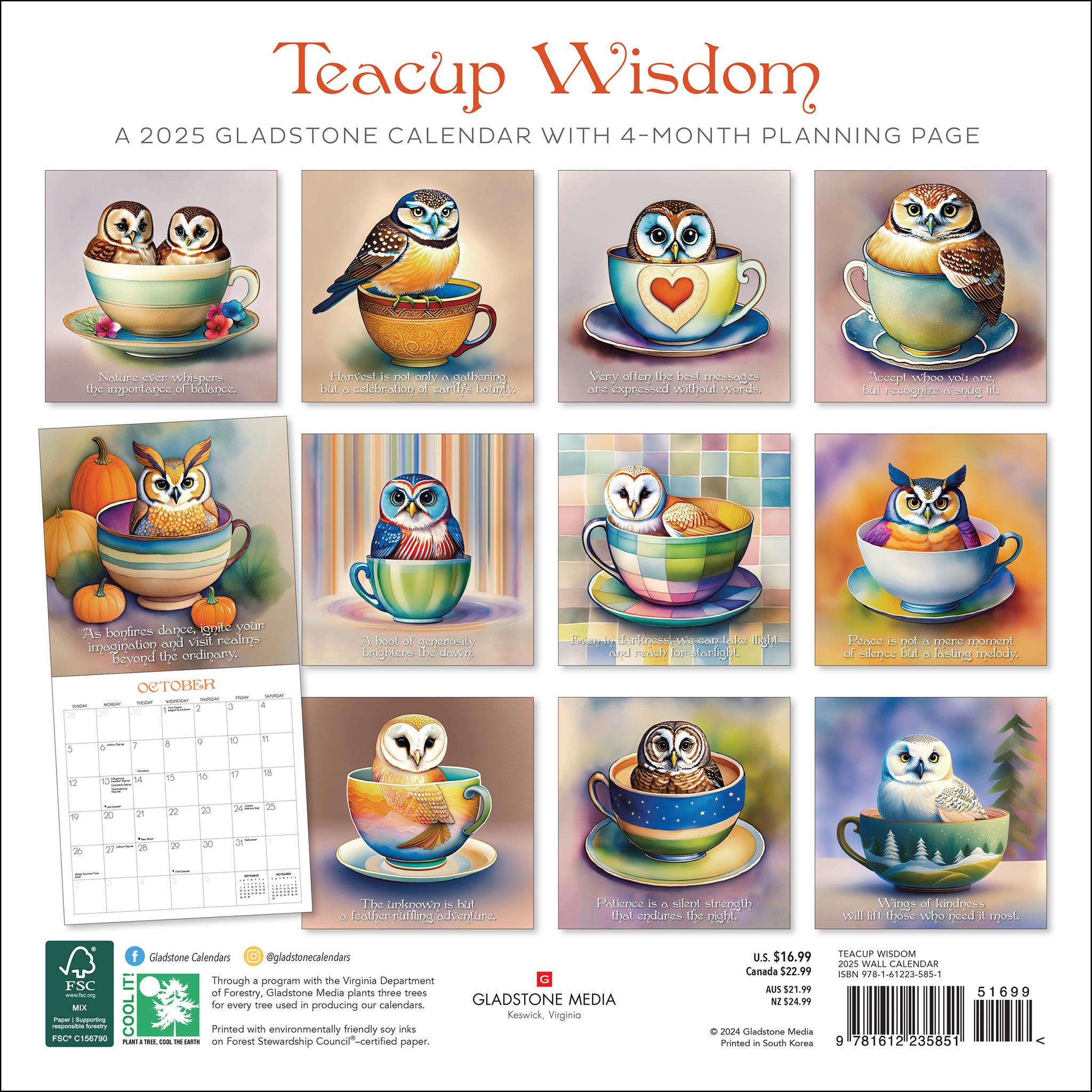 Teacup Wisdom Wall 2025 Calendar