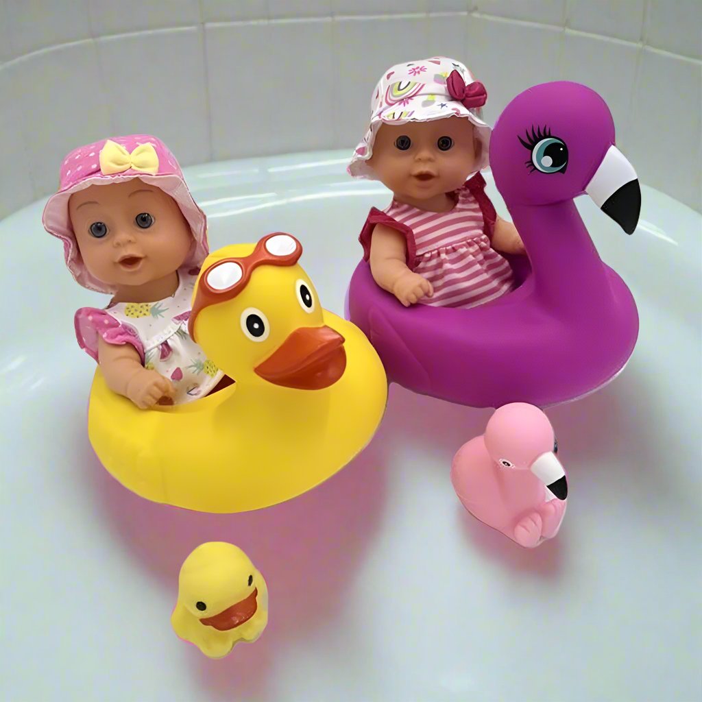 Bath Time 10in Baby Doll with Assorted Floaties