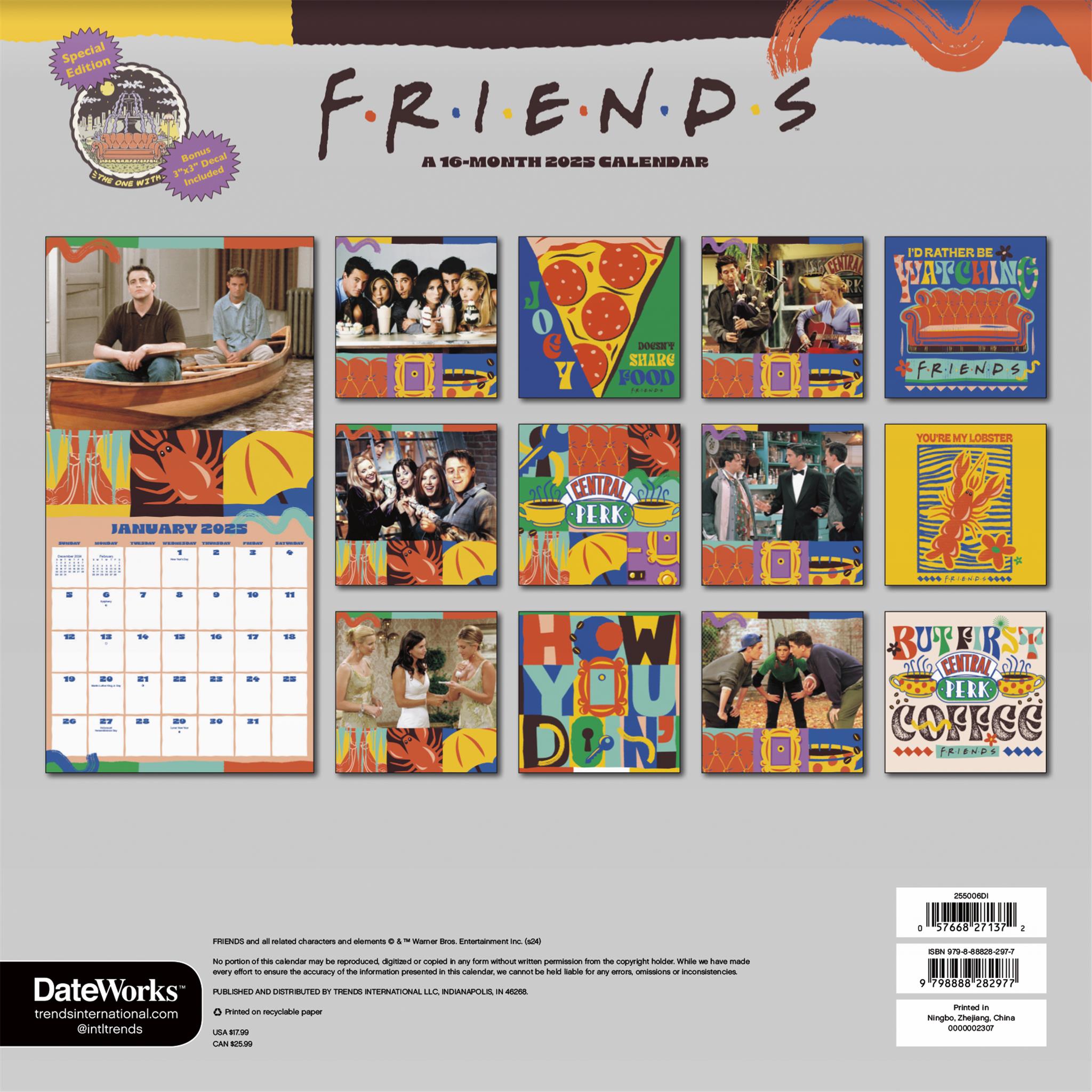 Friends Exclusive with Decal Wall 2025 Calendar