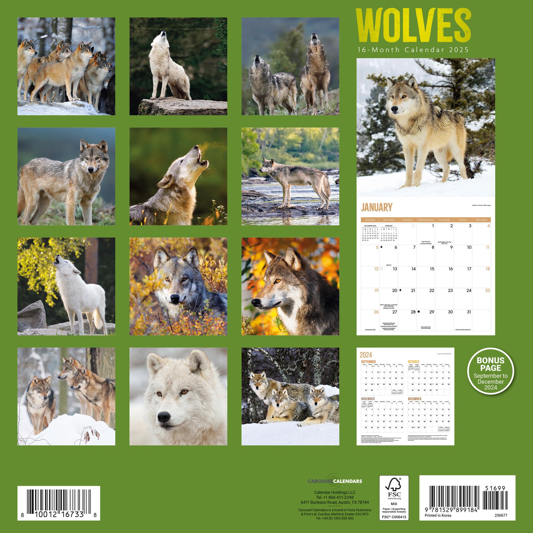 Wolves Wall 2025 Calendar