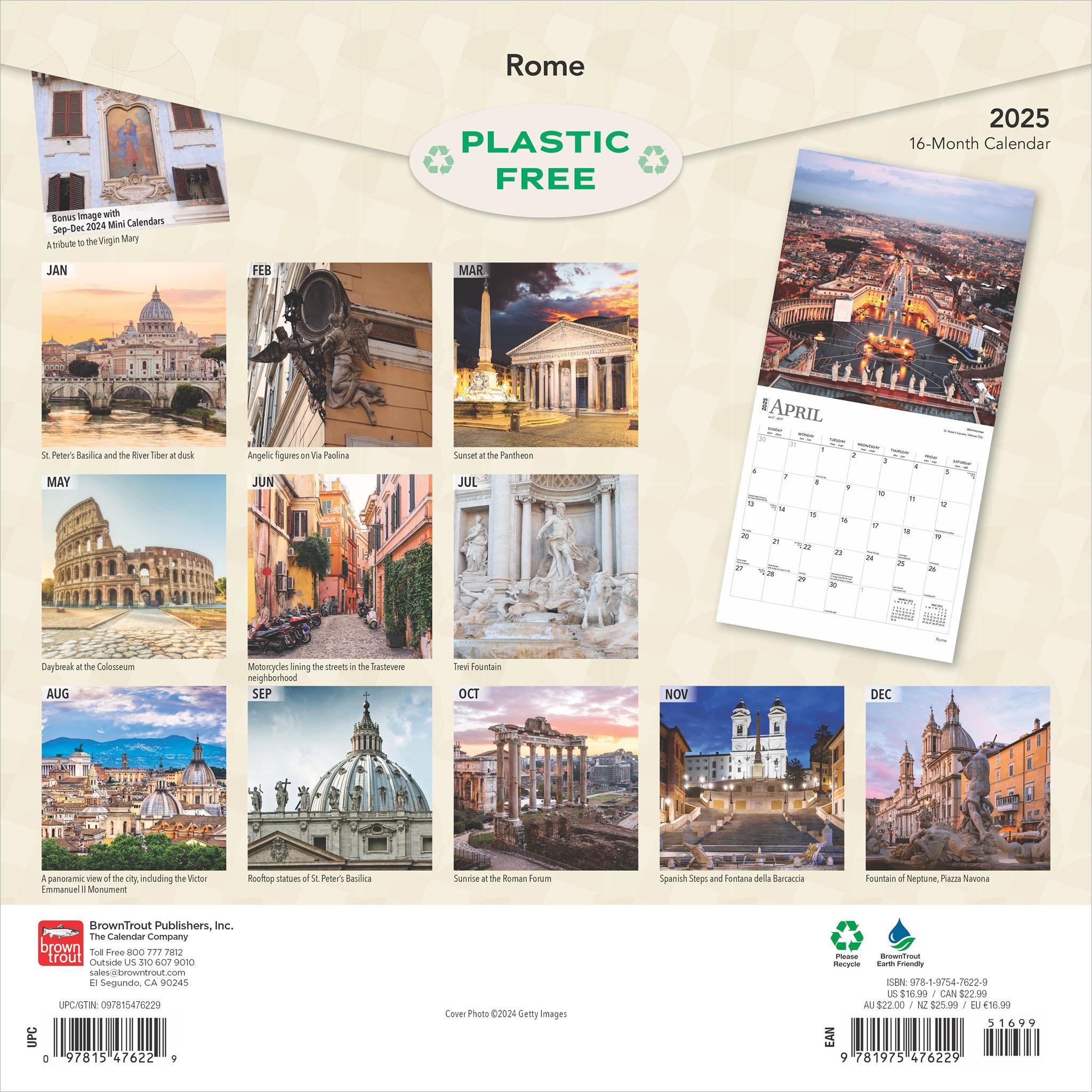 Rome Wall 2025 Calendar