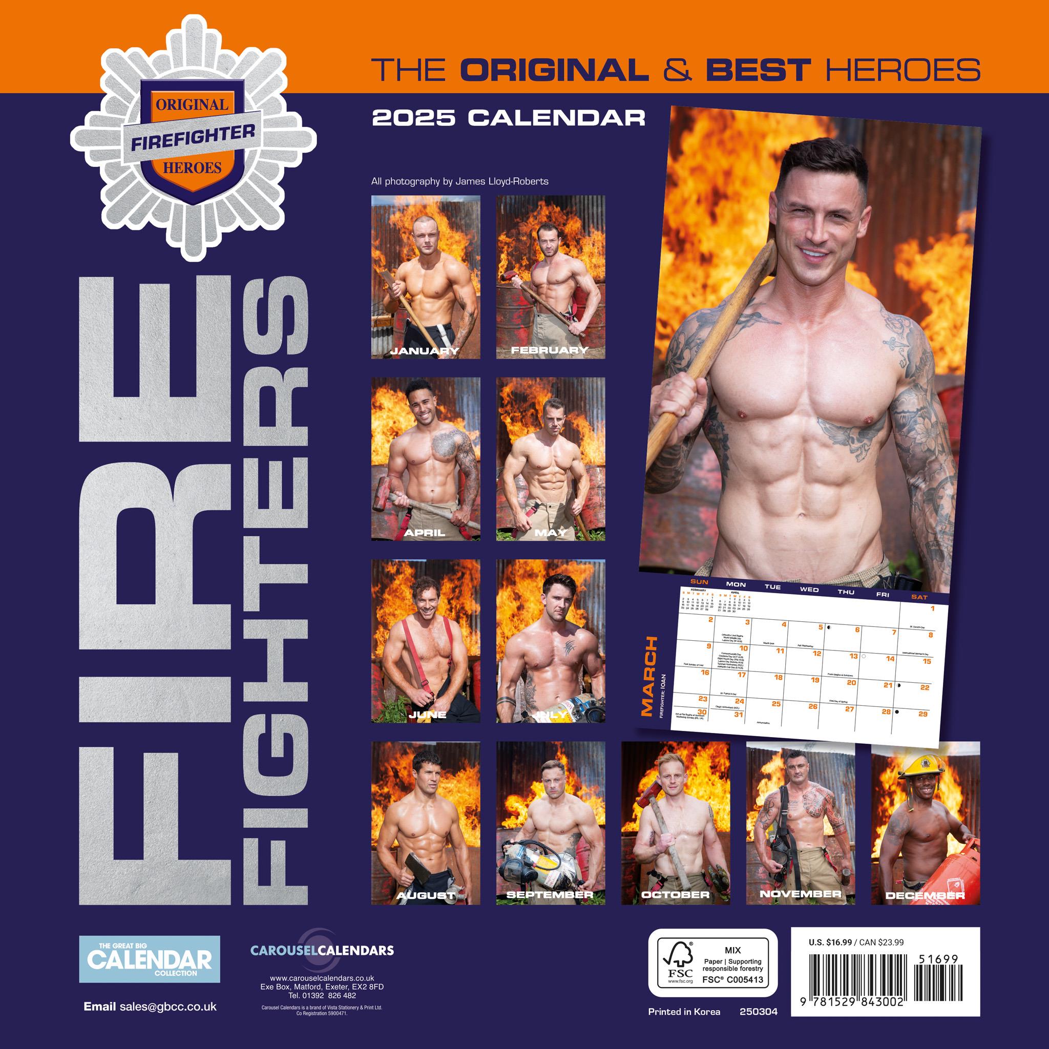 Firefighters Wall 2025 Calendar