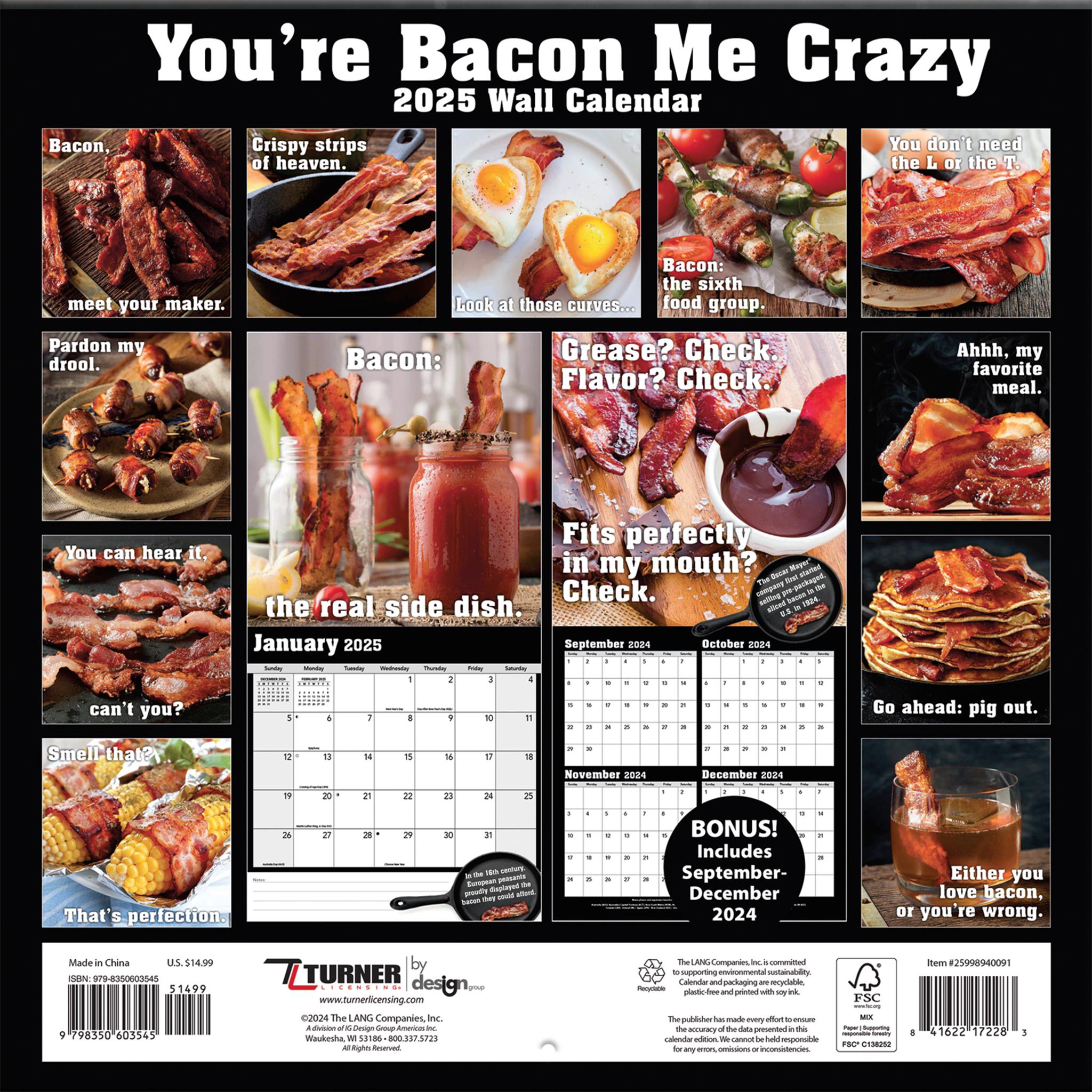 Youre Bacon Me Crazy Wall 2025 Calendar - Online Exclusive