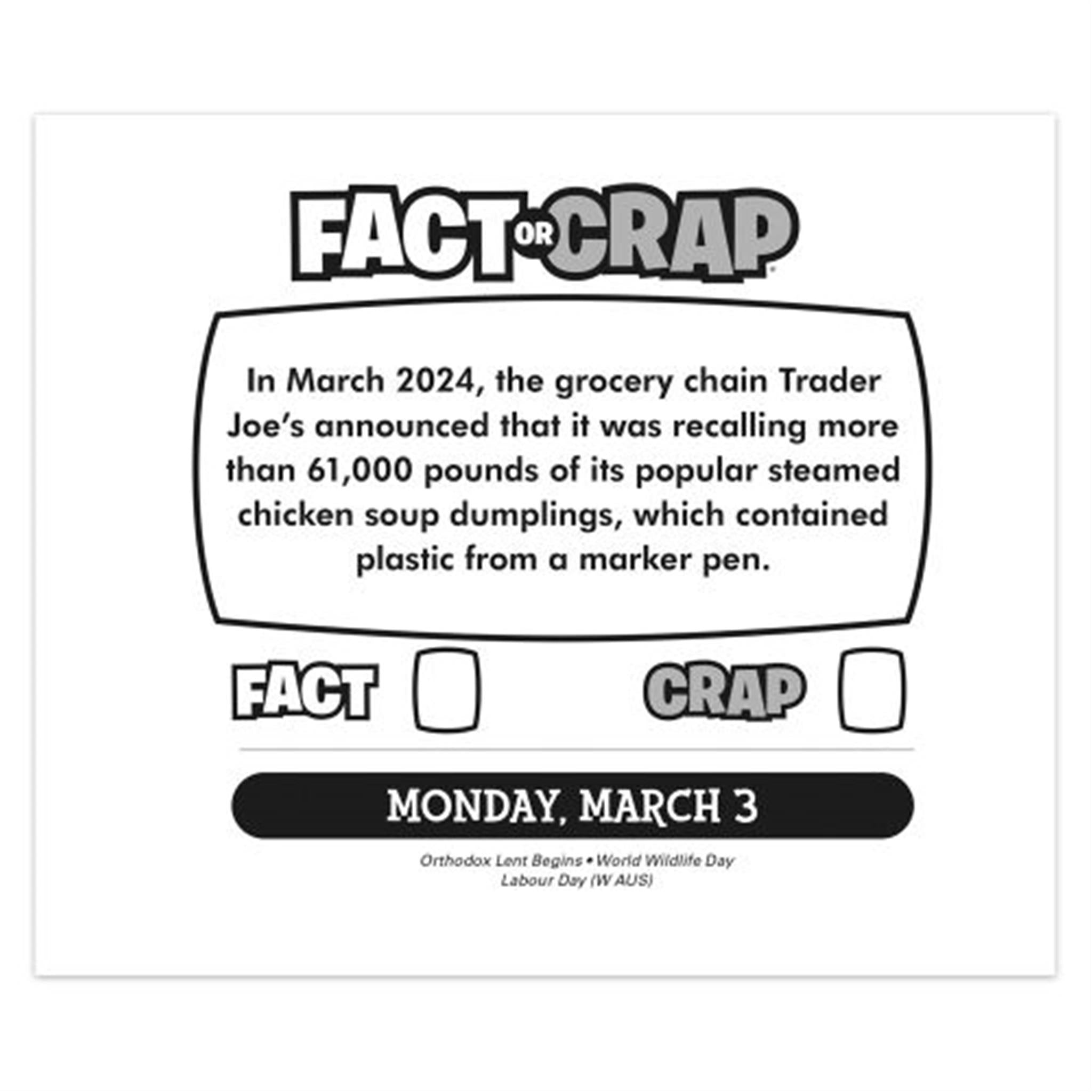 Fact Or Crap Box 2025 Calendar