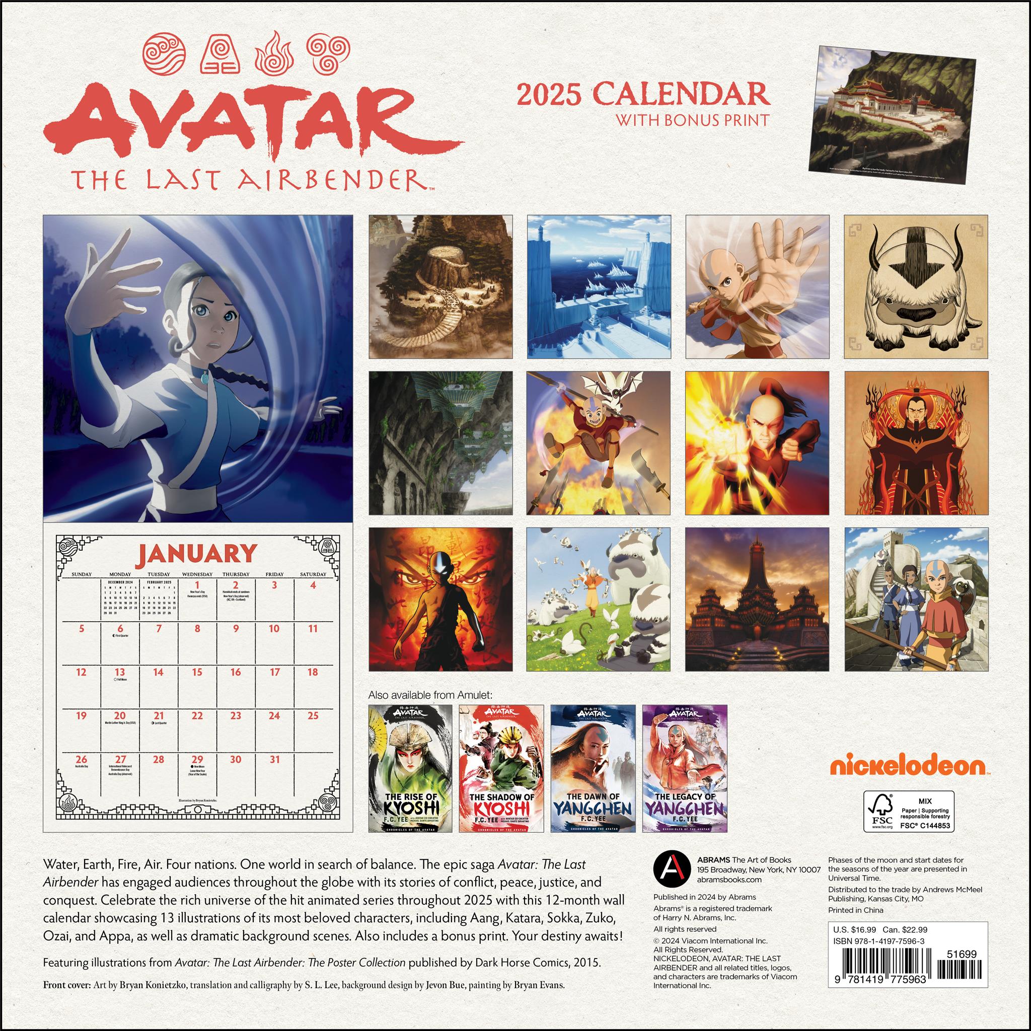 Avatar The Last Airbender Collectors Edition with Print Wall 2025 Calendar - Online Exclusive