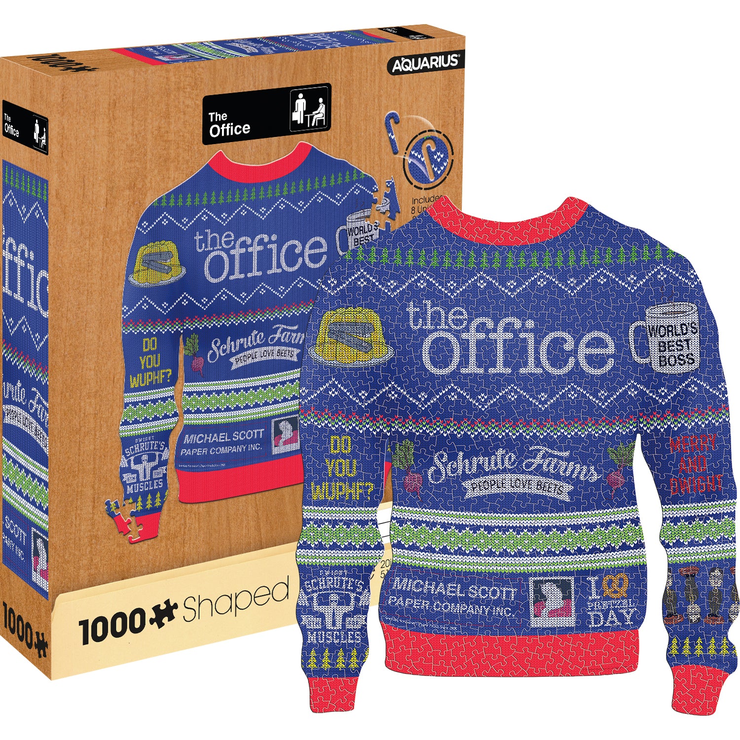 The Office Ugly Christmas Sweater Shaped 1000 Piece Puzzle - Online Exclusive