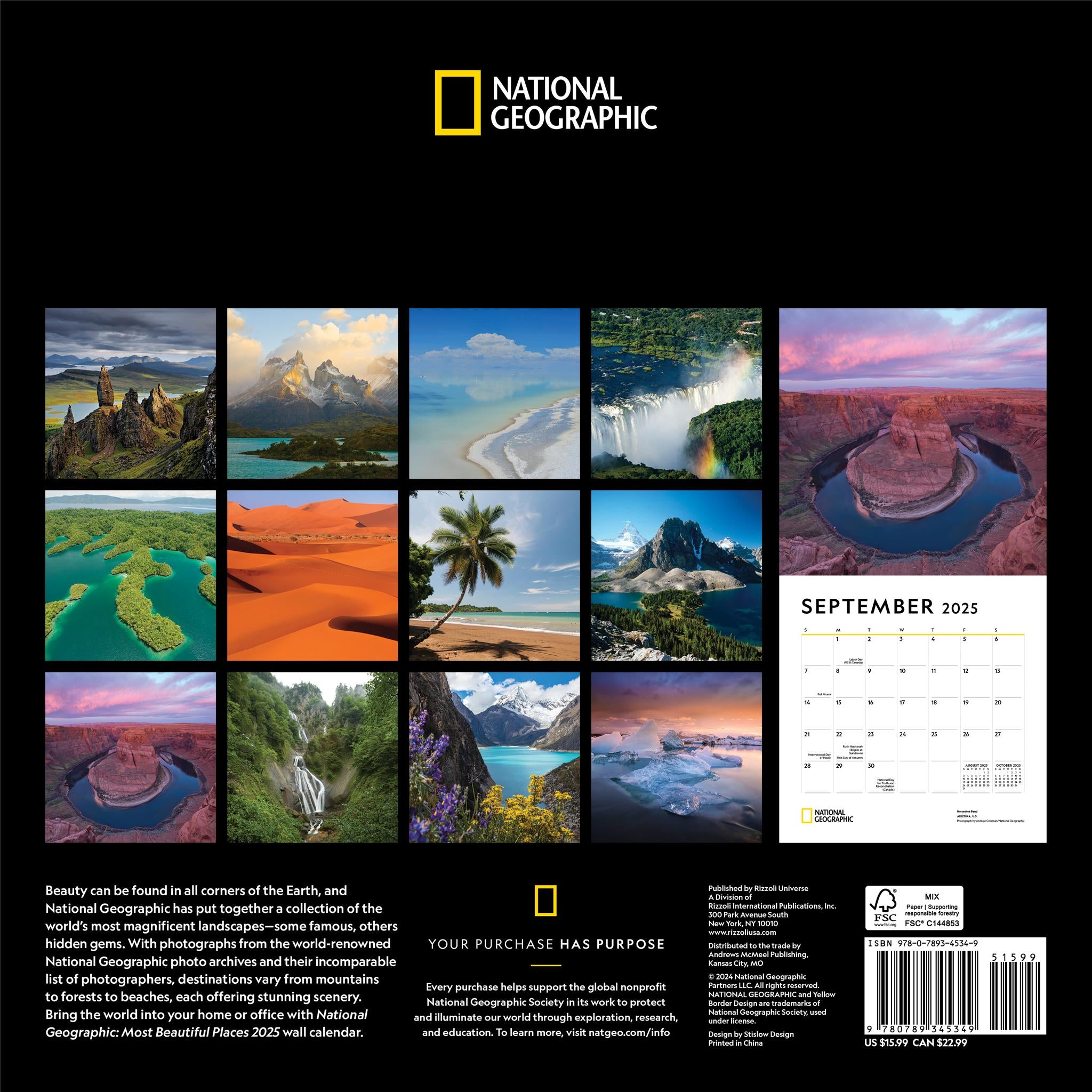 Most Beautiful Places National Geographic Wall 2025 Calendar - Online Exclusive