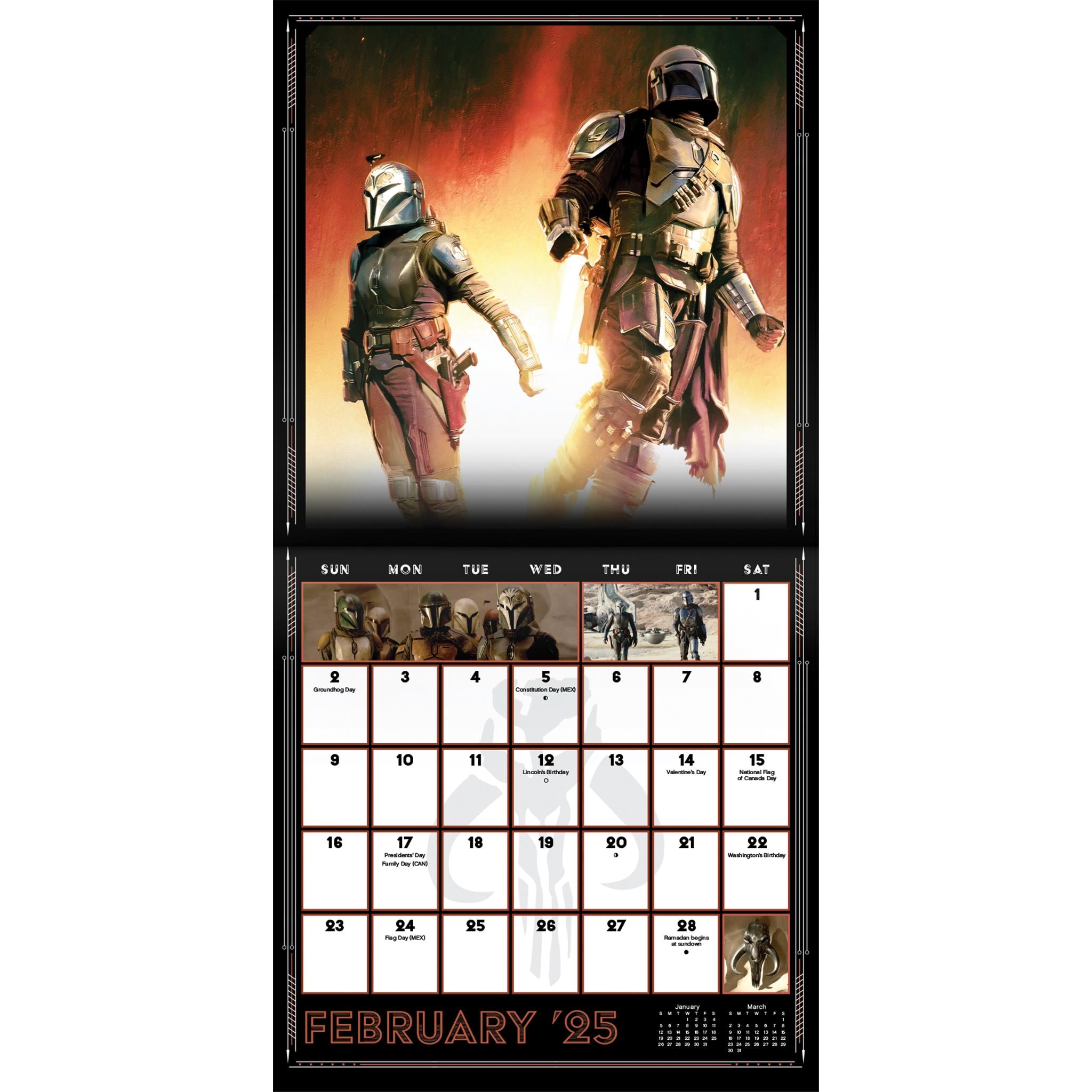 Star Wars Mandalorian Wall 2025 Calendar