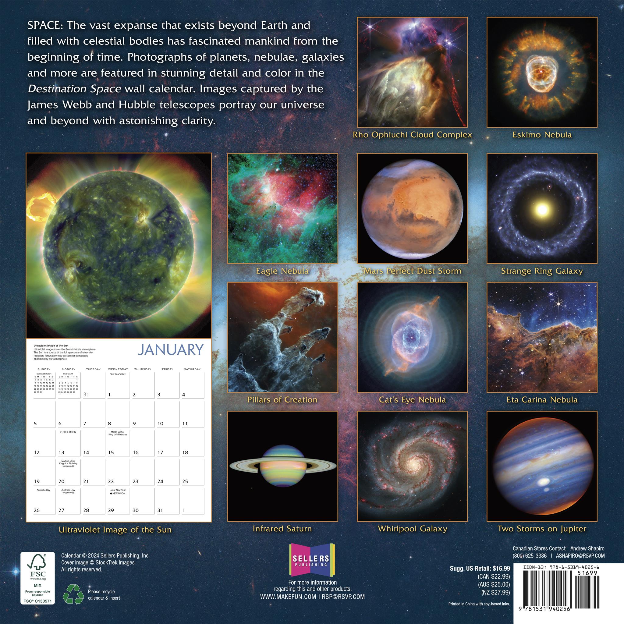 Destination Space Wall 2025 Calendar - Online Exclusive