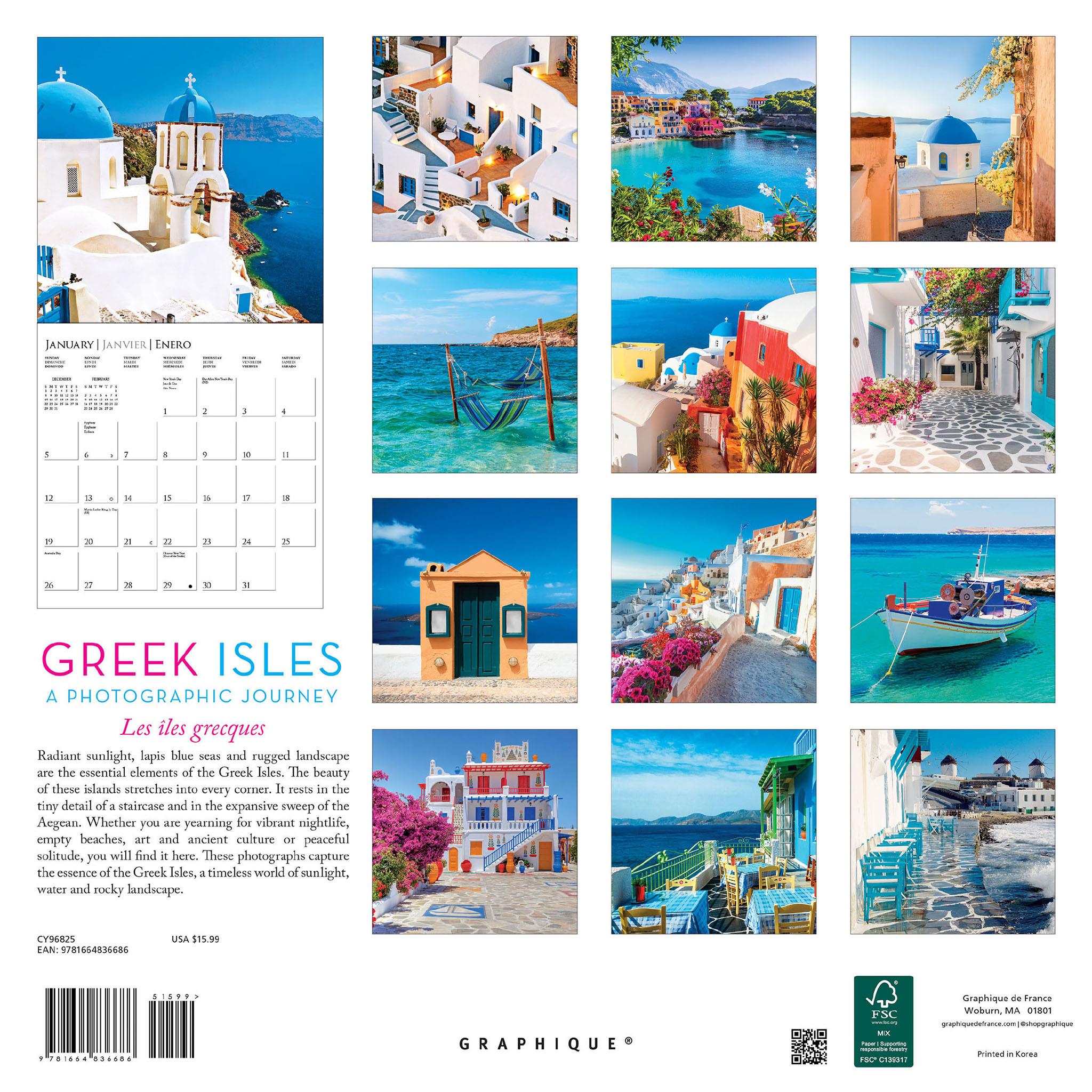 Greek Isles Wall 2025 Calendar - Online Exclusive