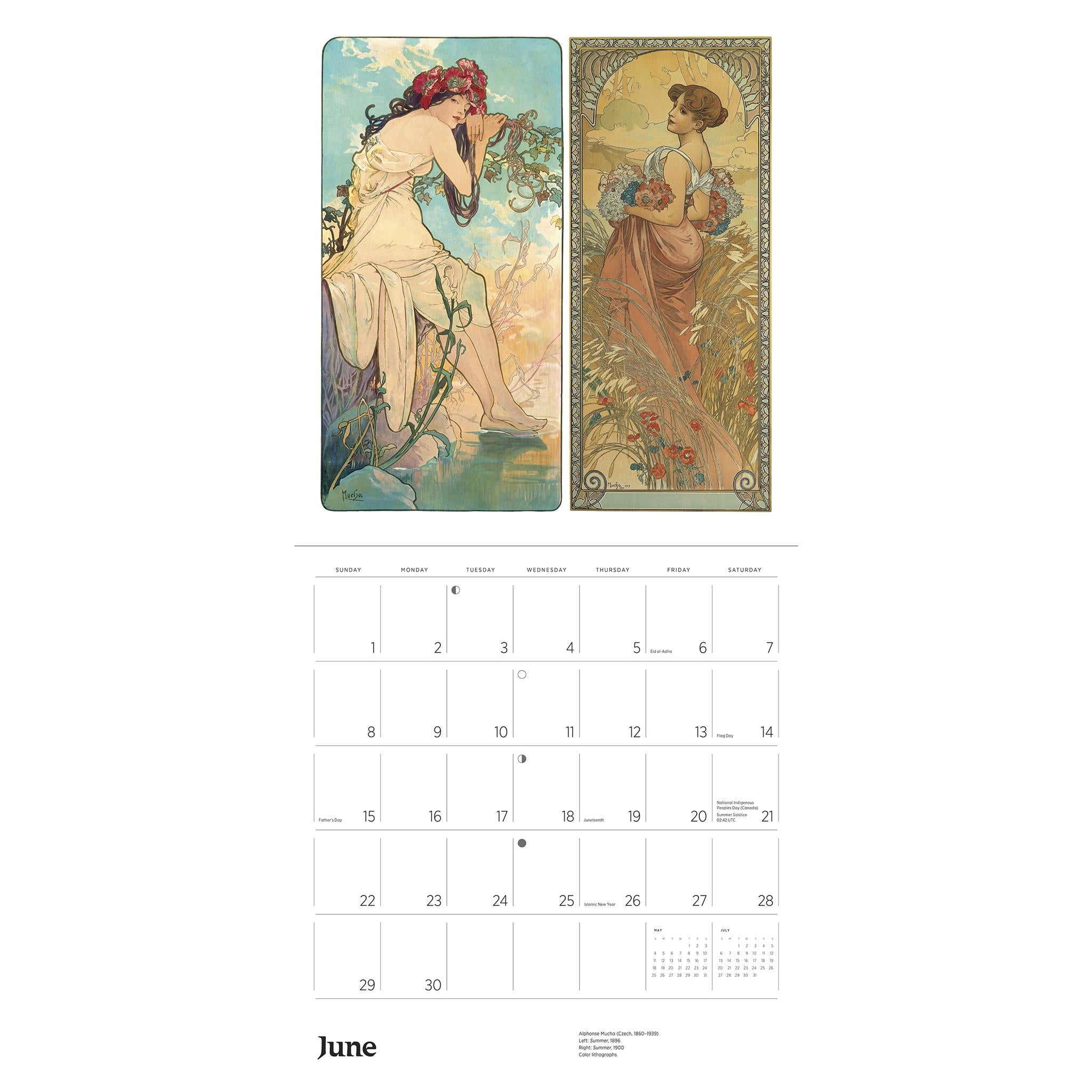 Alphonse Mucha Wall 2025 Calendar