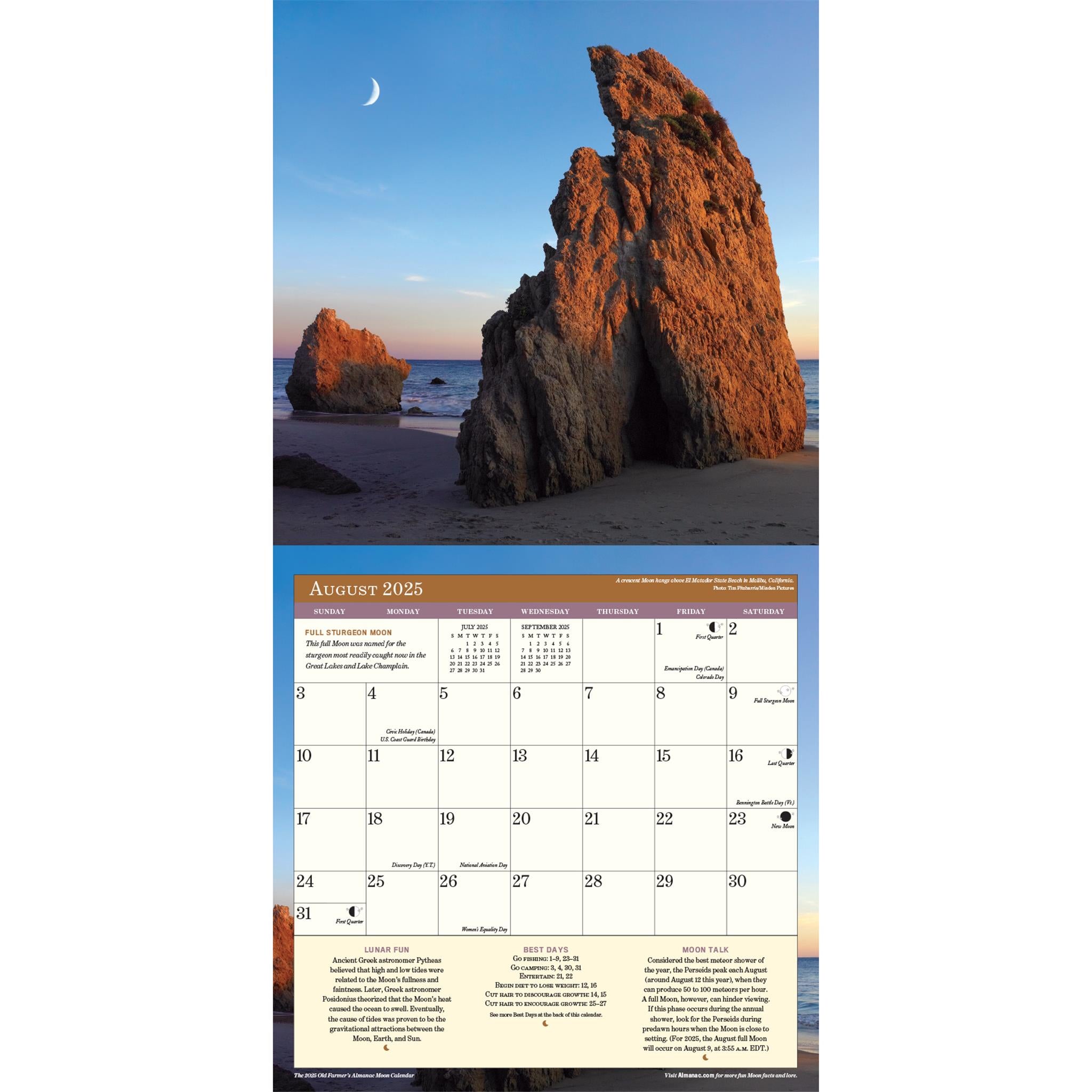 Old Farmers Almanac Moon Wall 2025 Calendar