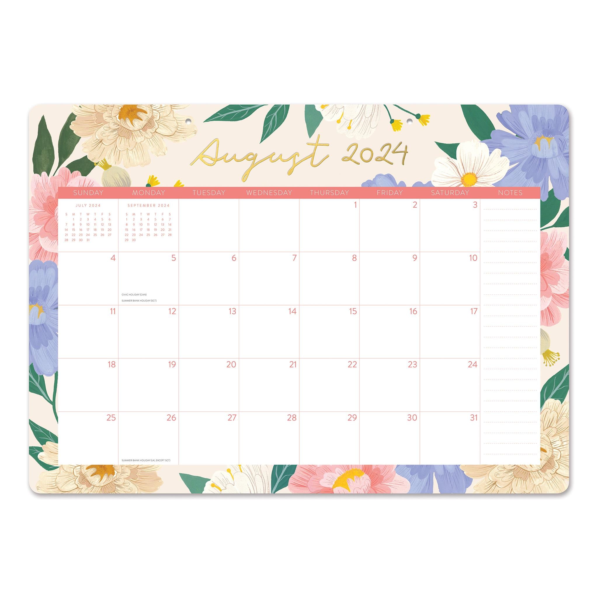 Bella Flora Decorative Desk Pad 2025 Calendar