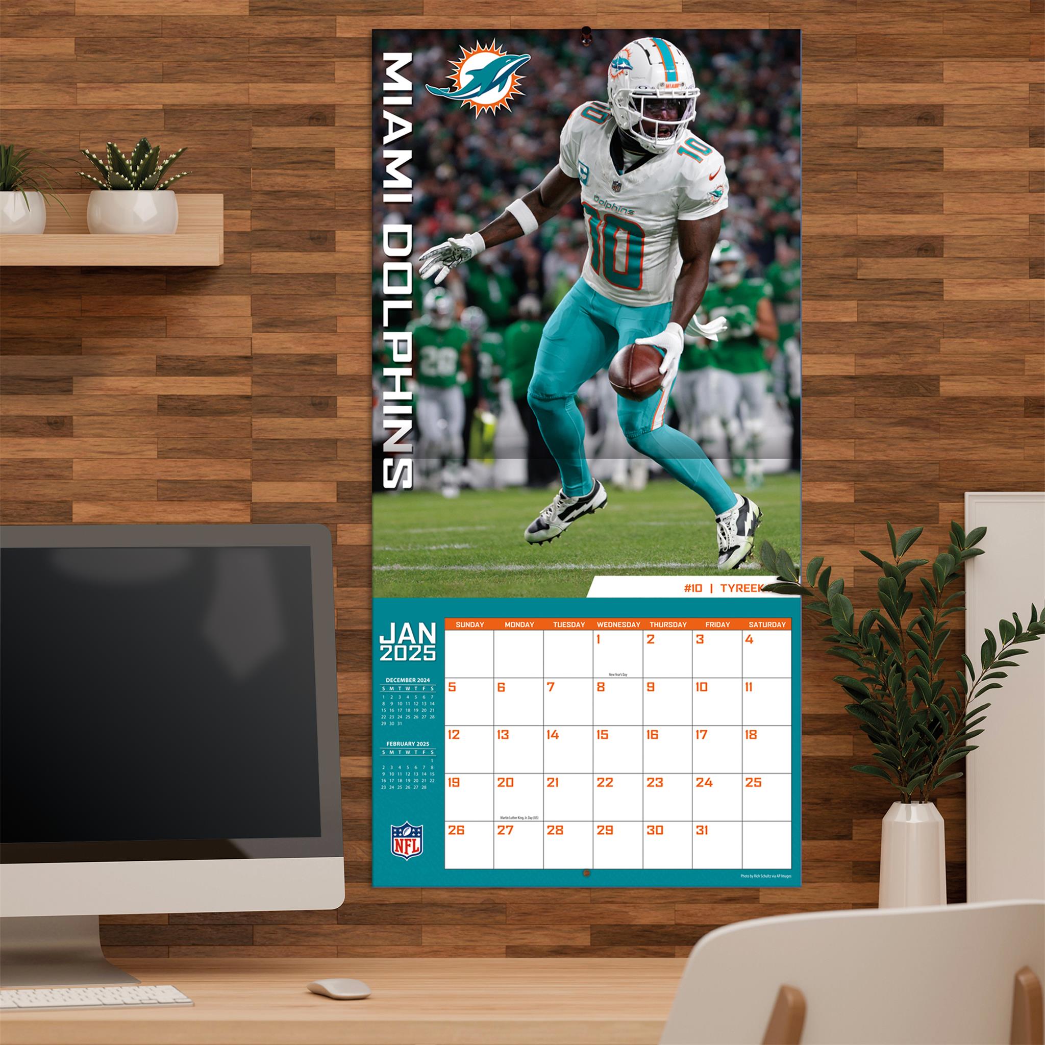 NFL Miami Dolphins Wall 2025 Calendar - Online Exclusive