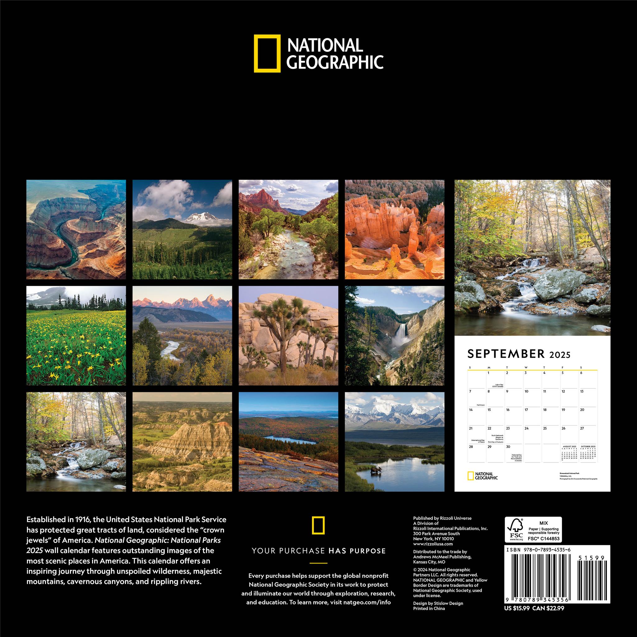 National Parks National Geographic Wall 2025 Calendar - Online Exclusive