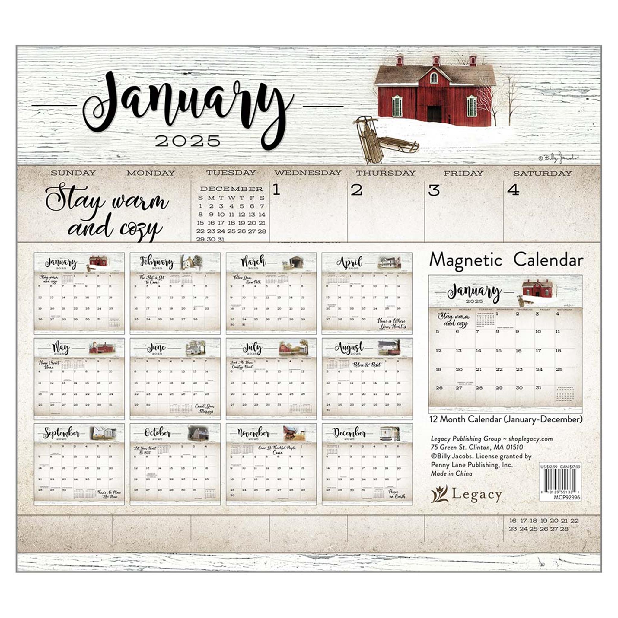 Farmhouse Magnetic Mini 2025 Calendar - Online Exclusive