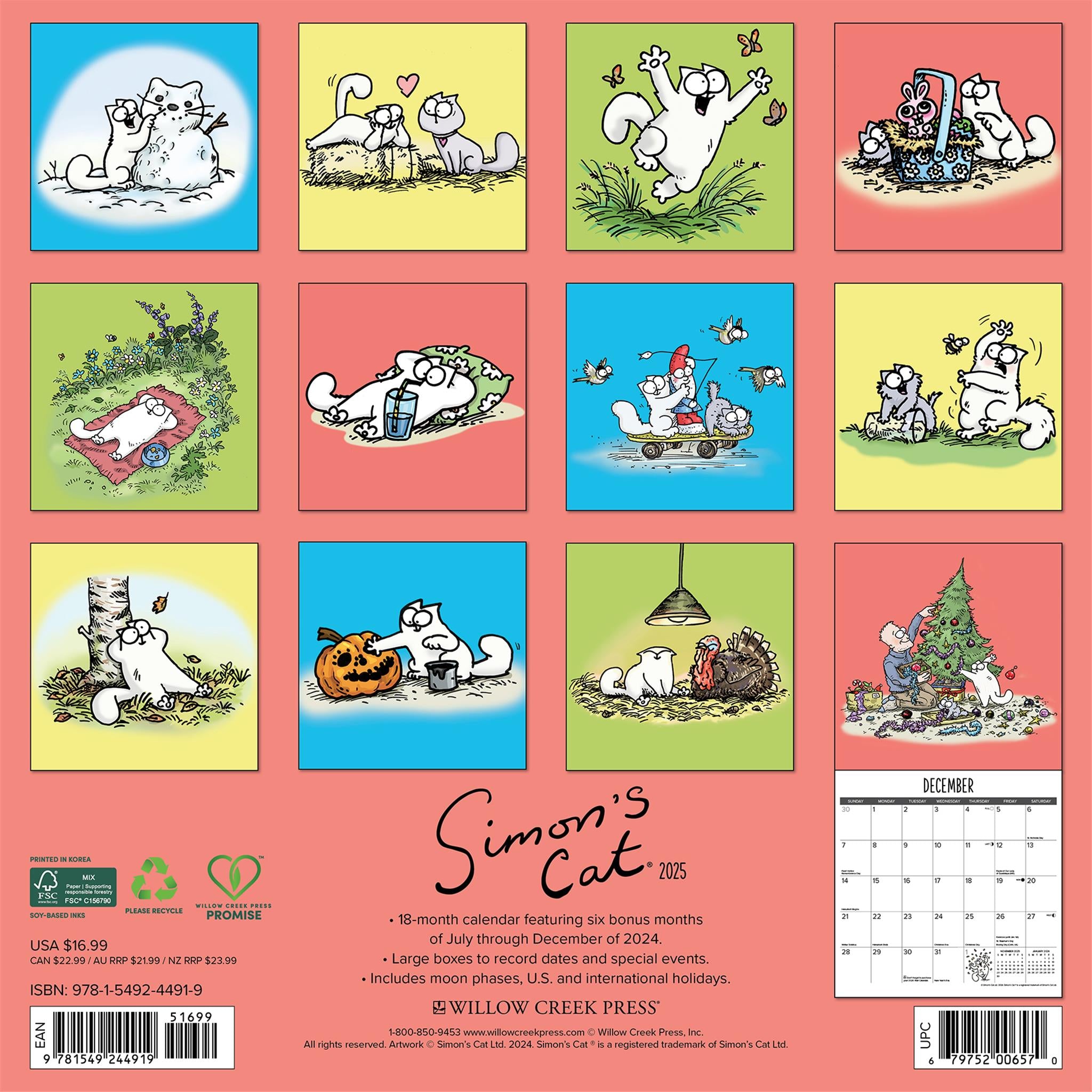 Simons Cat Wall 2025 Calendar - Online Exclusive