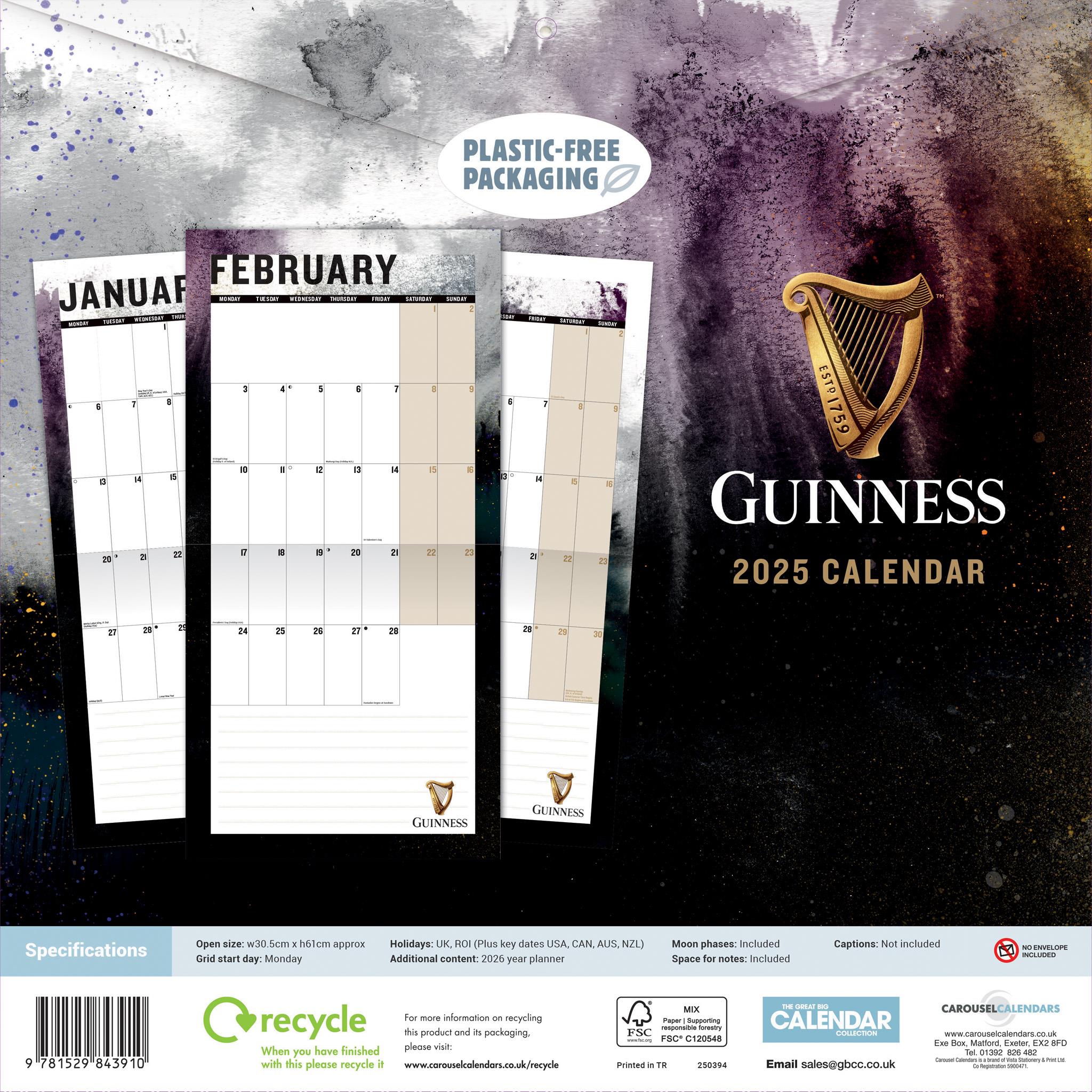 Guinness Wall 2025 Calendar