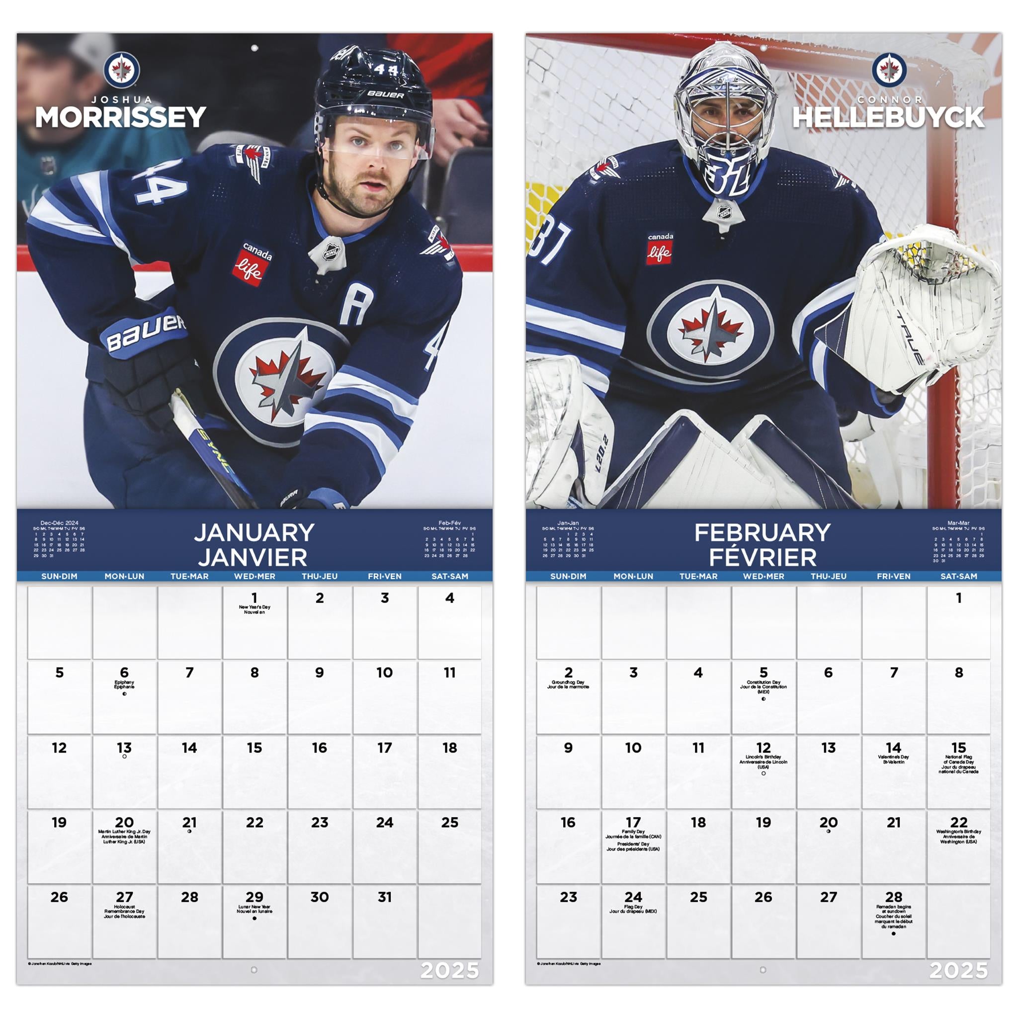 NHL Winnipeg Jets Bilingual Wall 2025 Calendar