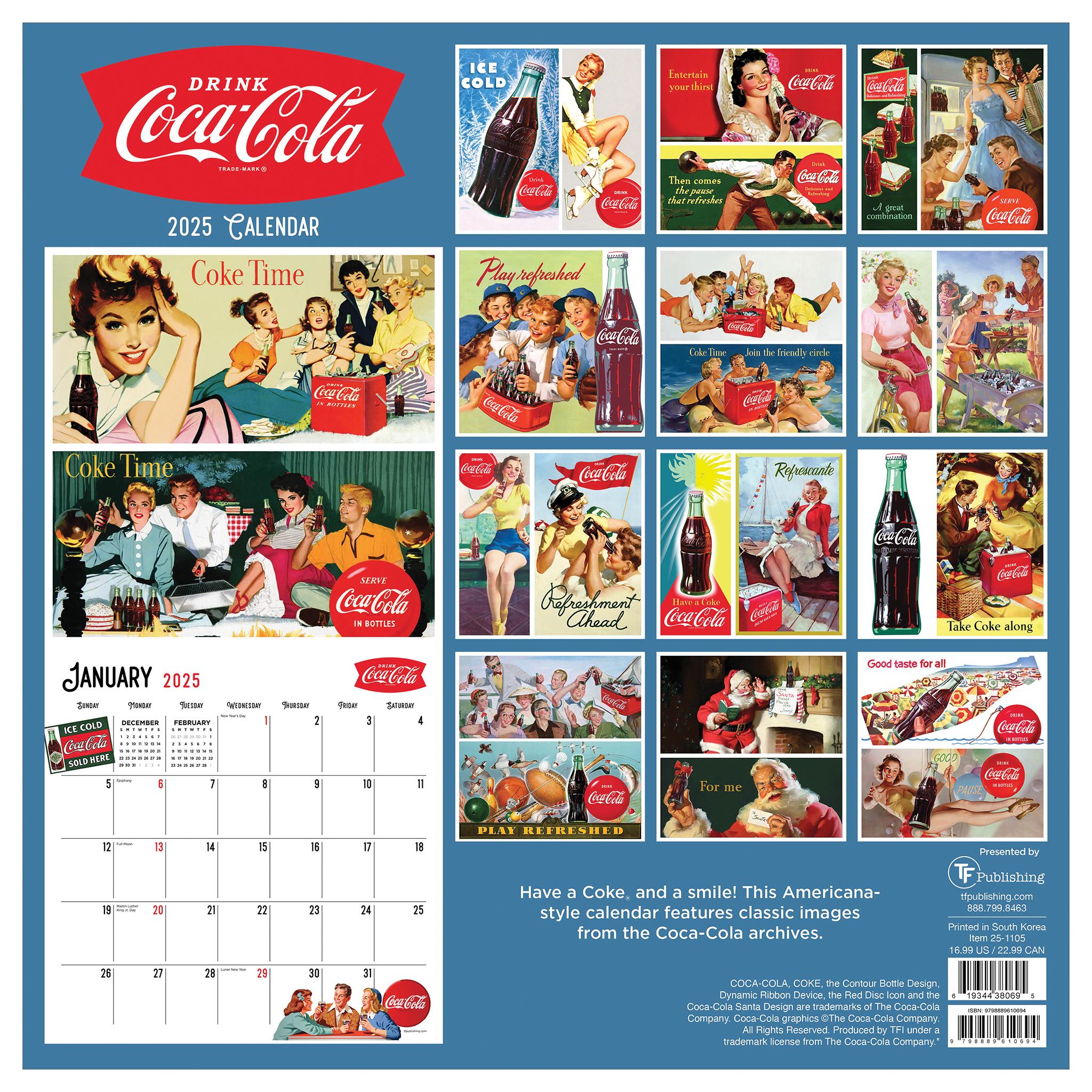 Coca Cola Vintage Nostalgia Wall 2025 Calendar - Online Exclusive