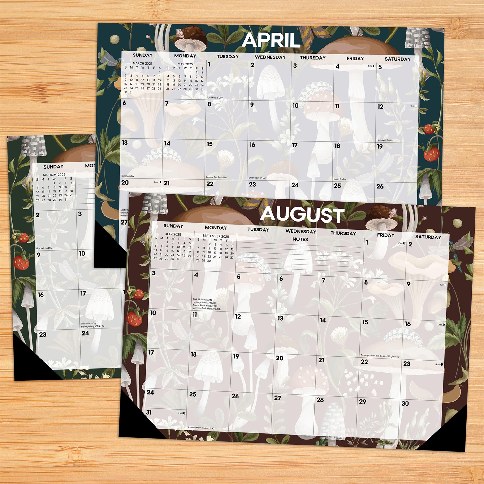 Woodland Mushroom Small Desk Pad 2025 Calendar product image | Calendar Club Canada