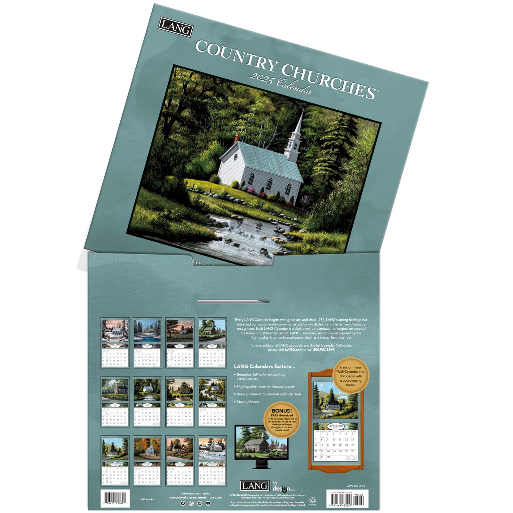 Country Churches Wall 2025 Calendar - Online Exclusive