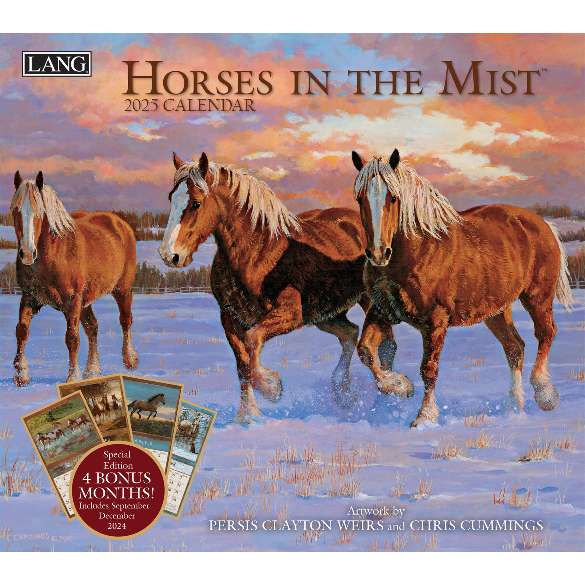 Horses In The Mist Special Edition with Print Wall 2025 Calendar