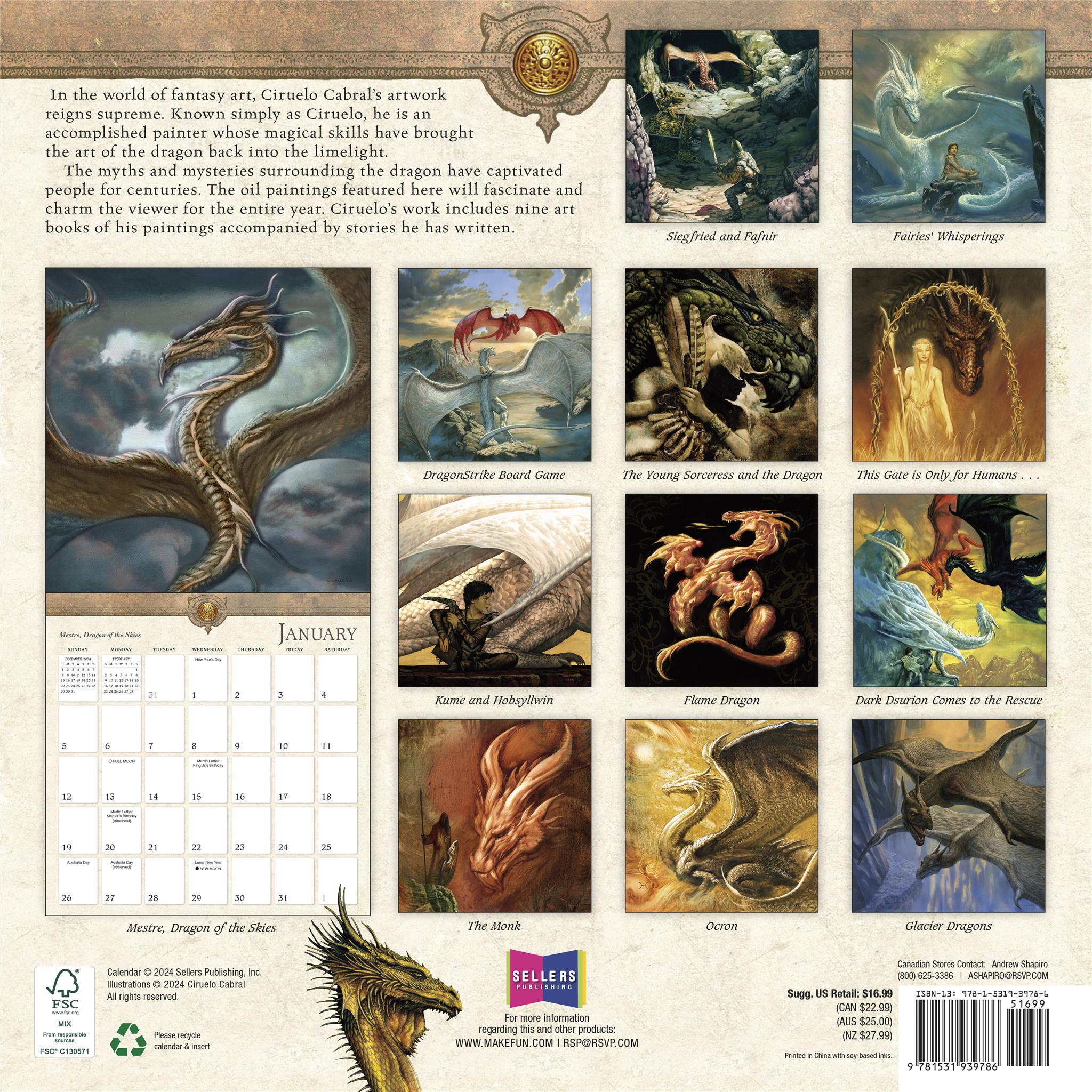 Dragons By Ciruelo Wall 2025 Calendar - Online Exclusive