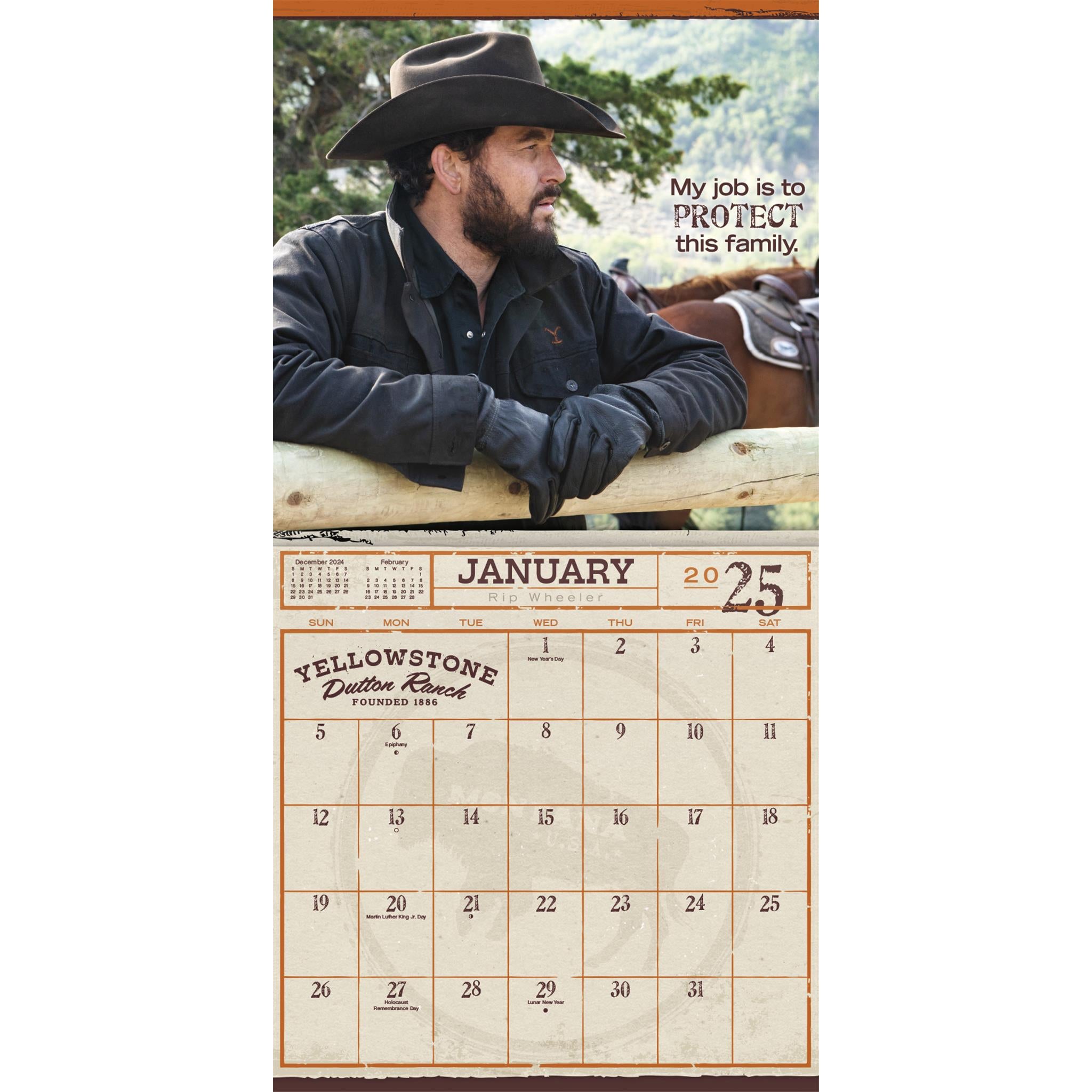 Yellowstone Rip Wheeler Wall 2025 Calendar - Online Exclusive