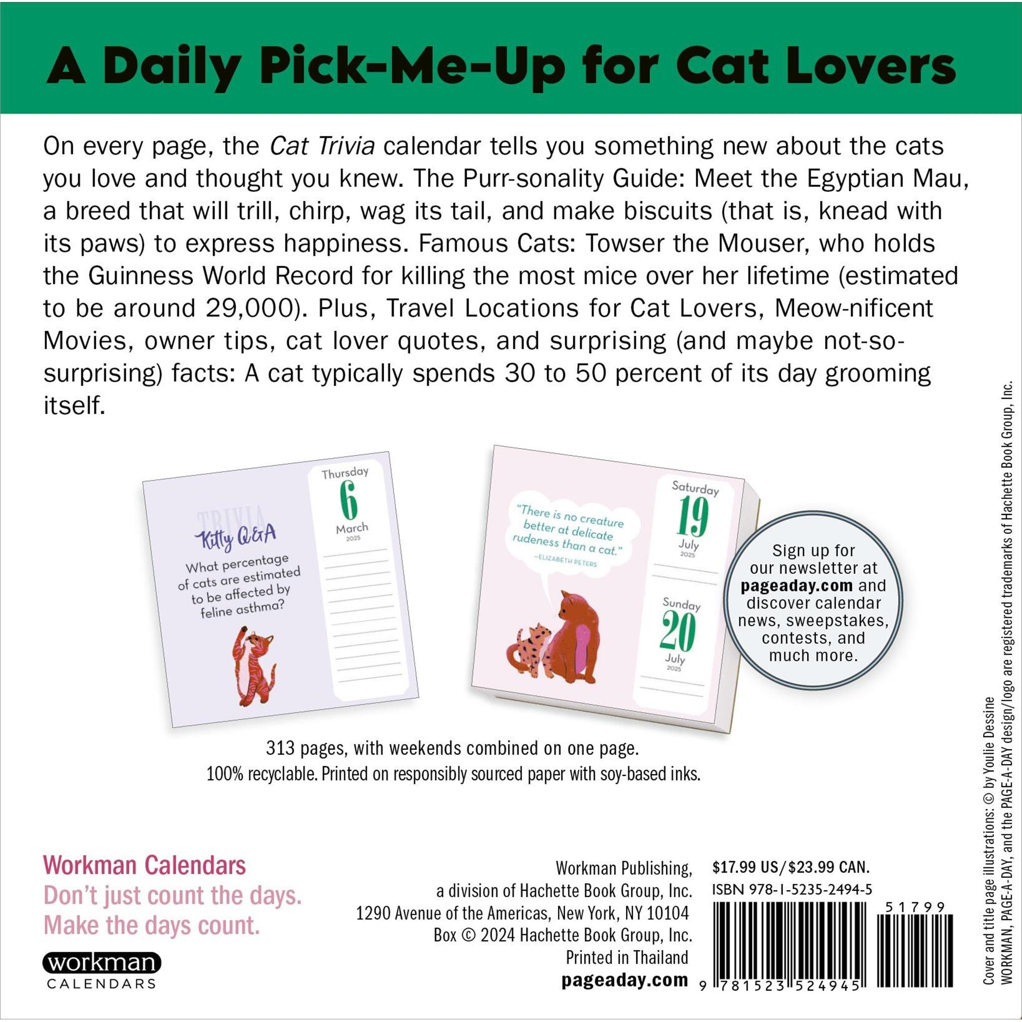 Cat Trivia Box 2025 Calendar