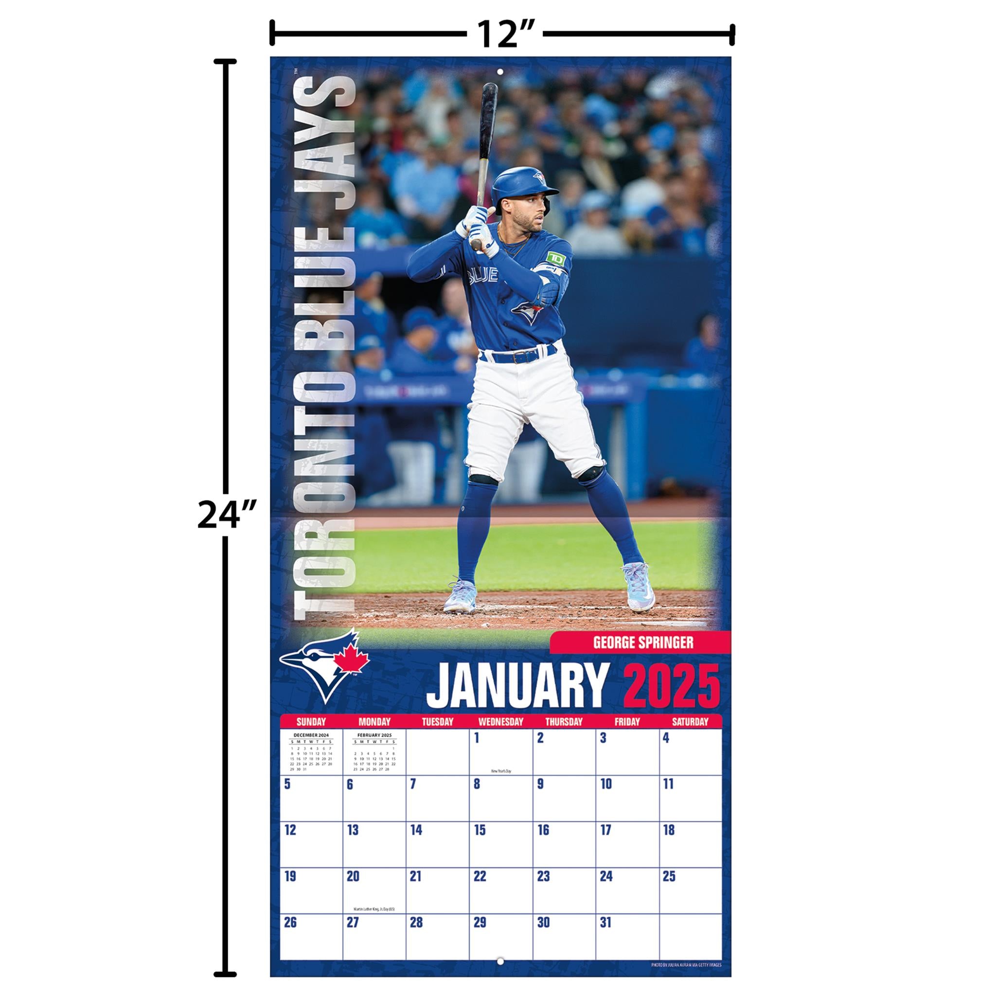 MLB Toronto Blue Jays Wall 2025 Calendar