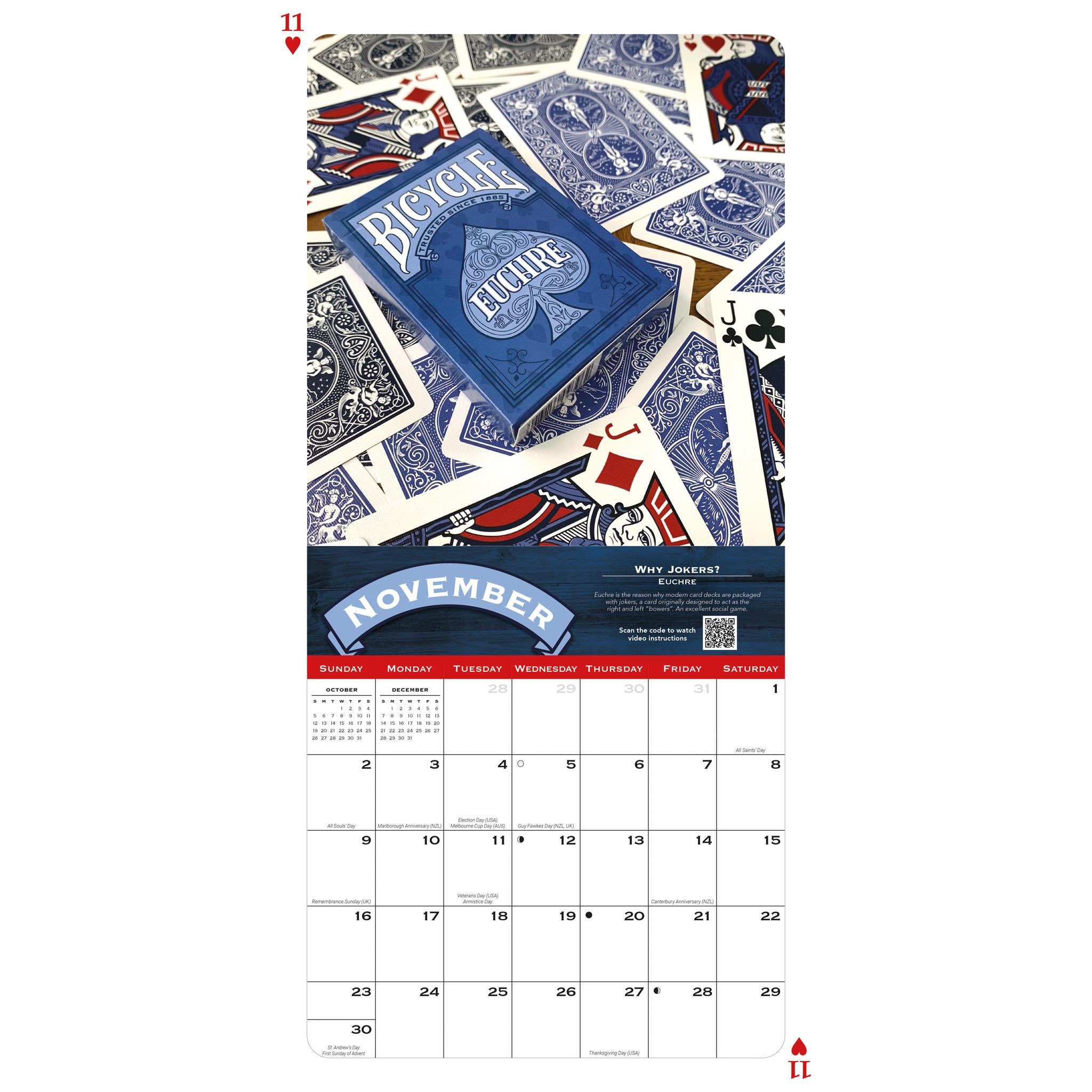 Bicycle Cards Art Wall 2025 Calendar