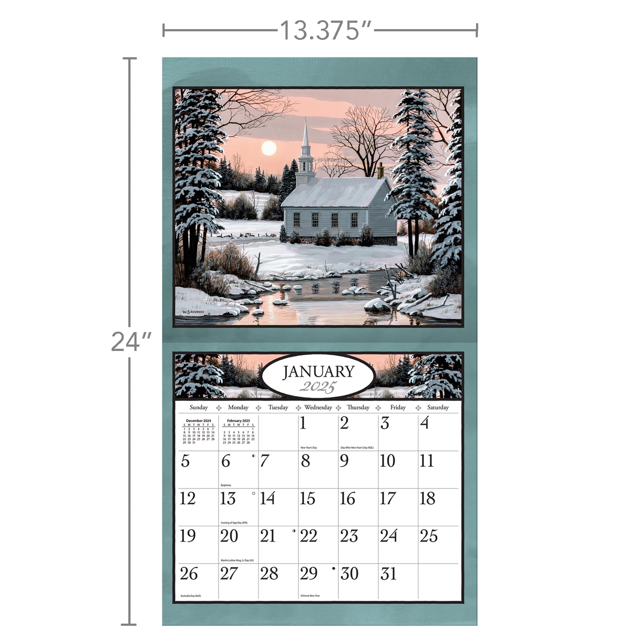 Country Churches Wall 2025 Calendar - Online Exclusive