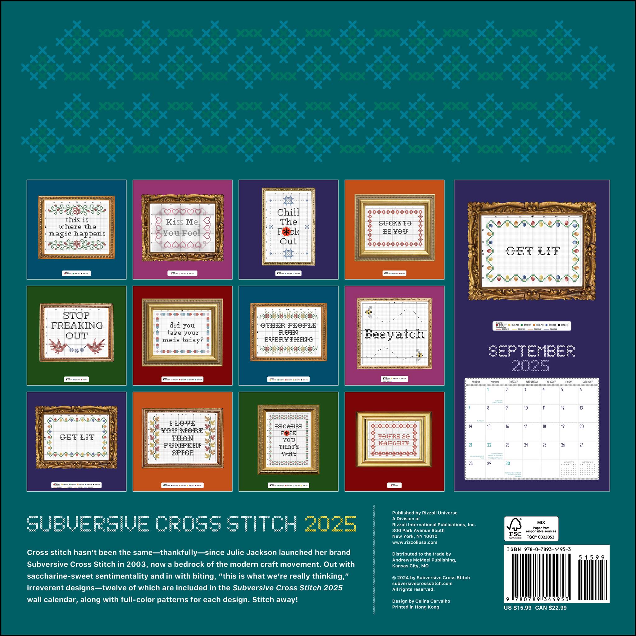 Subversive Cross Stitch Wall 2025 Calendar - Online Exclusive