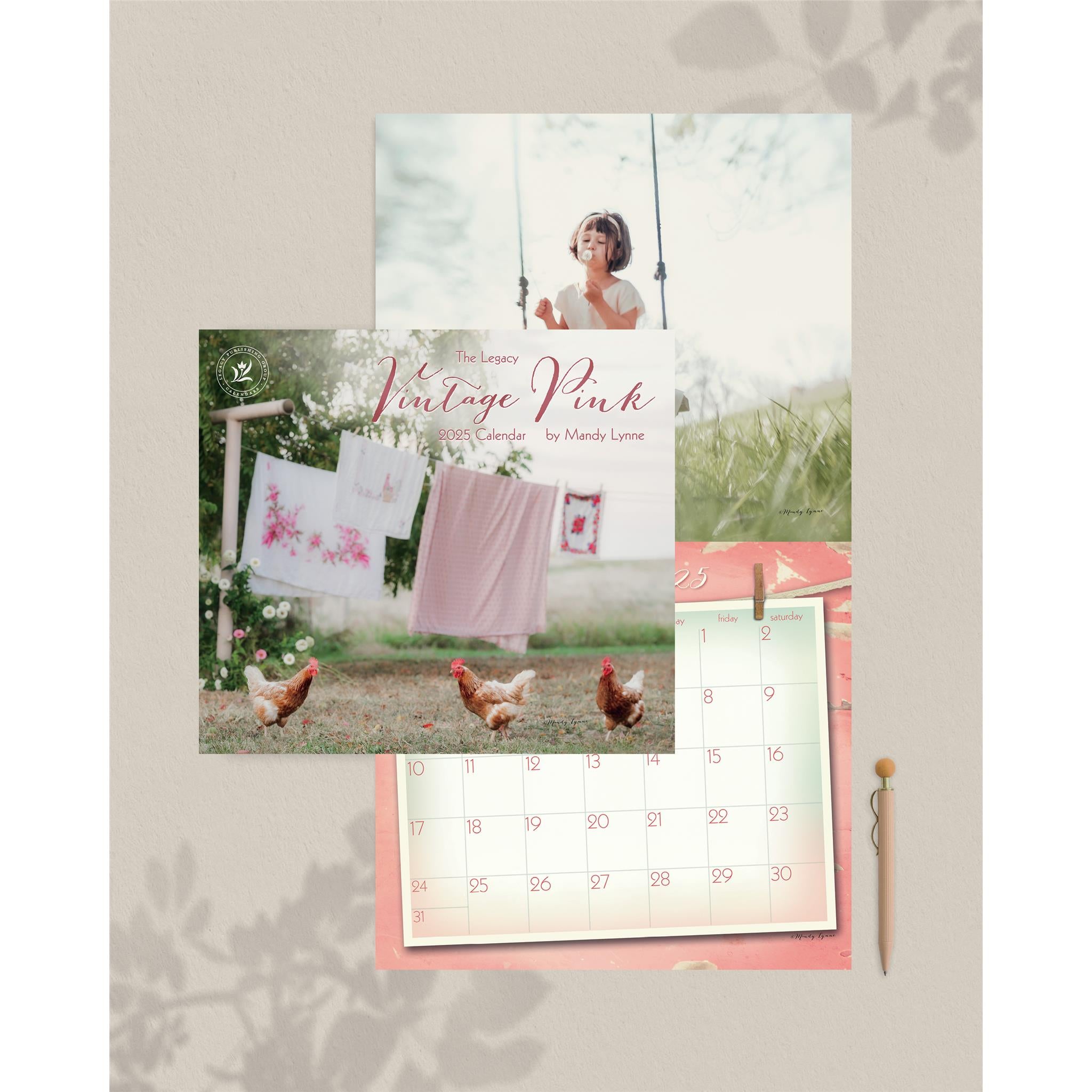 Vintage Pink Wall 2025 Calendar - Online Exclusive