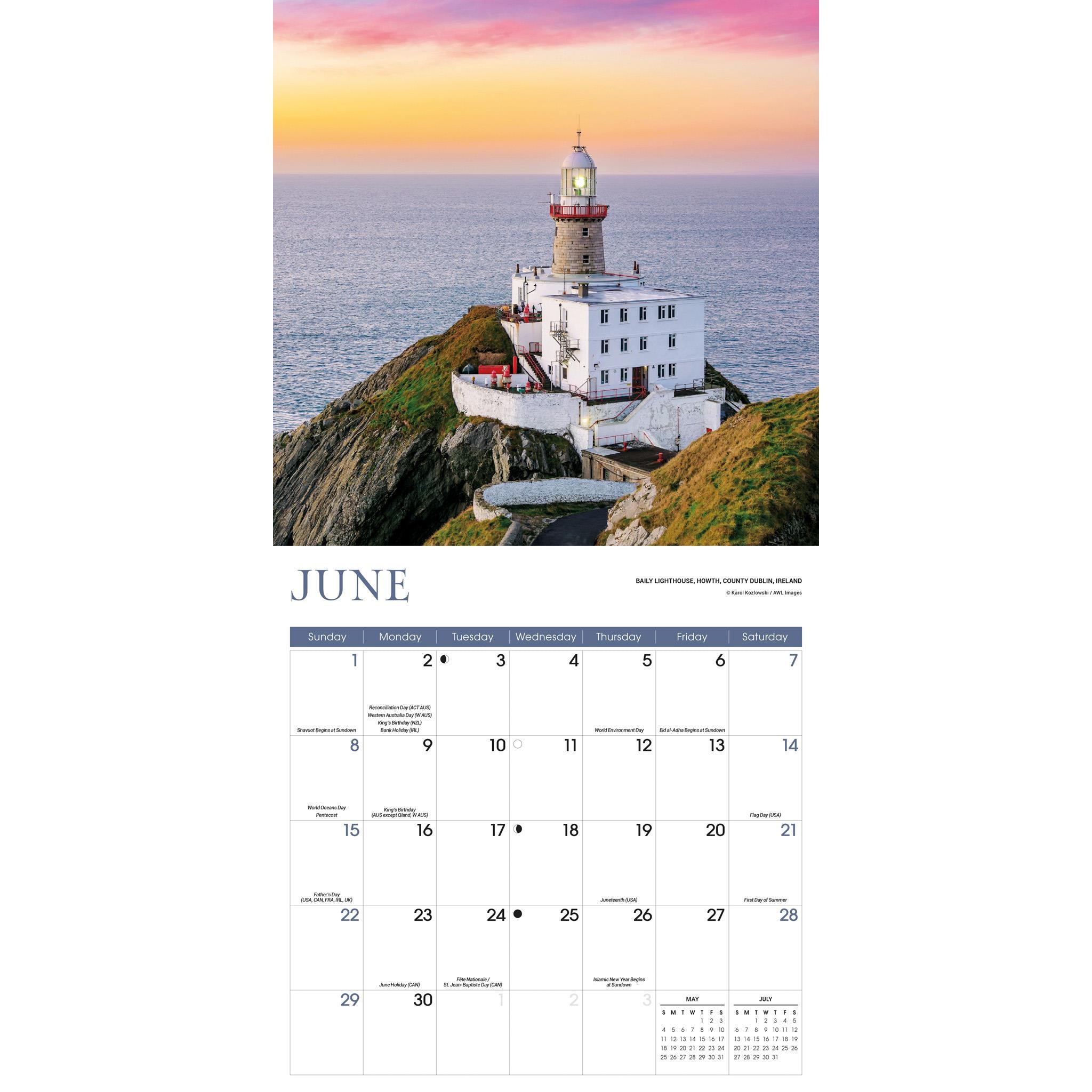 Lighthouses Wall 2025 Calendar