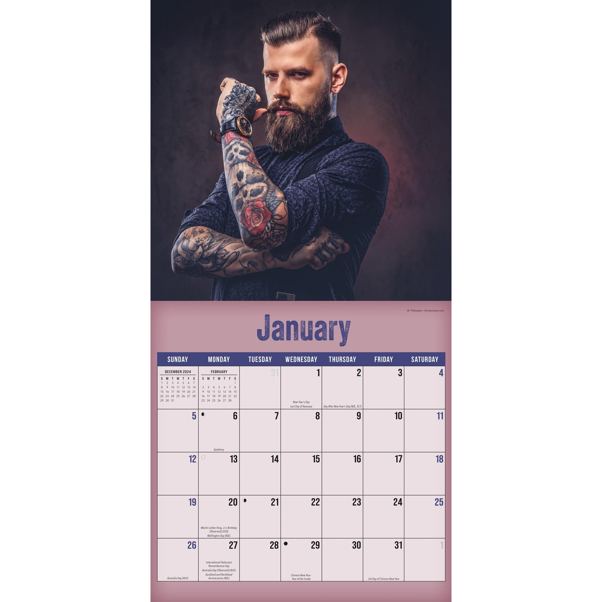 Bearded Men Wall 2025 Calendar