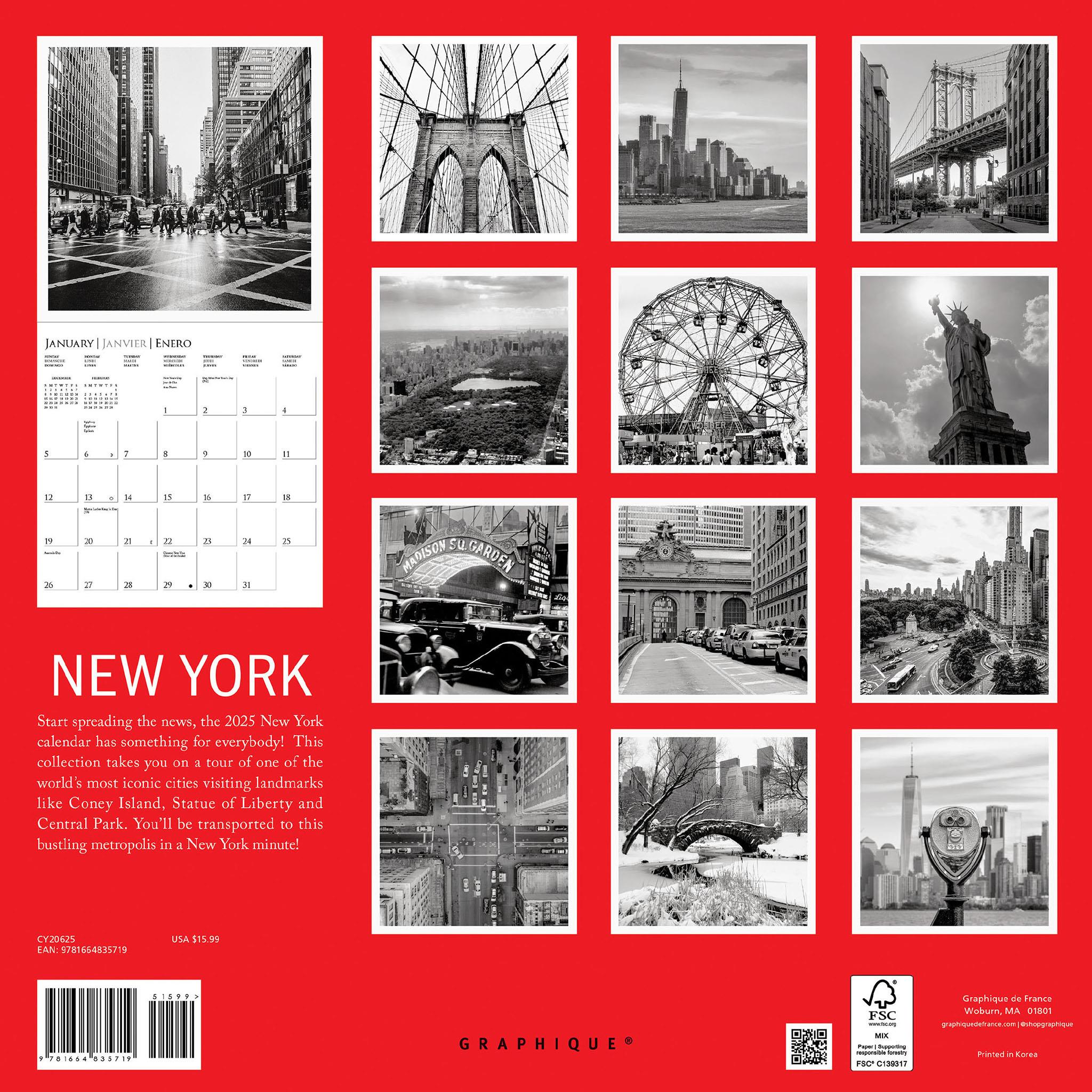 New York Wall 2025 Calendar - Online Exclusive